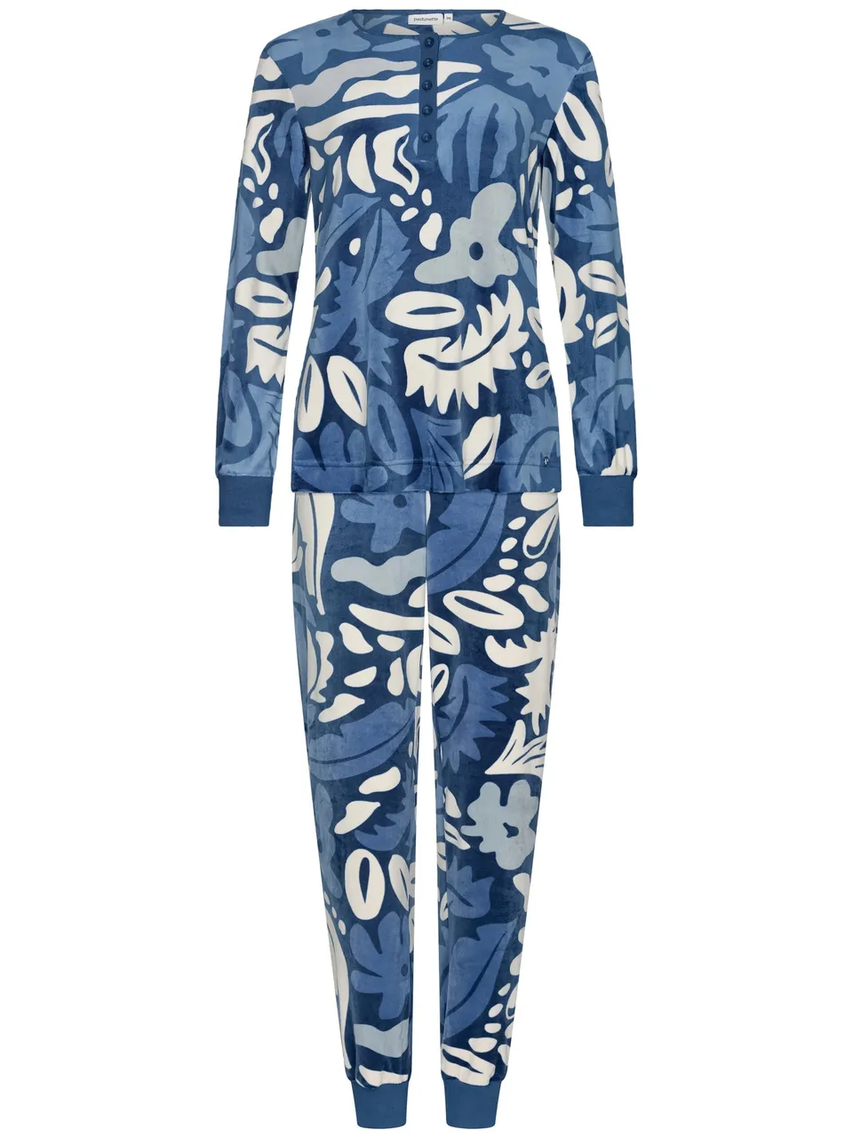 pastunette-blue-bloom-damen-pyjama-dunkelblau-velours image 1