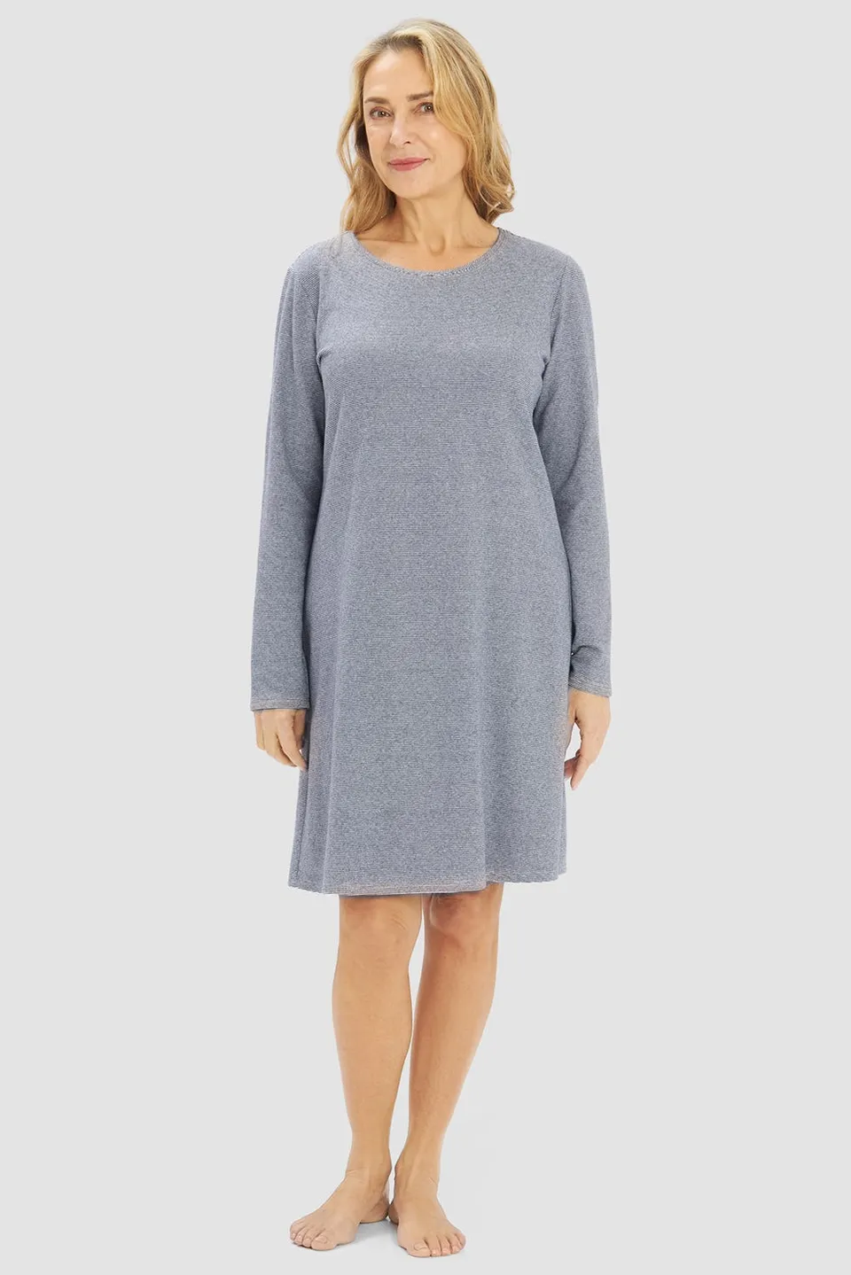 r-sch-be-happy-nachthemd-knielang-blau-ringel-langarm image 1
