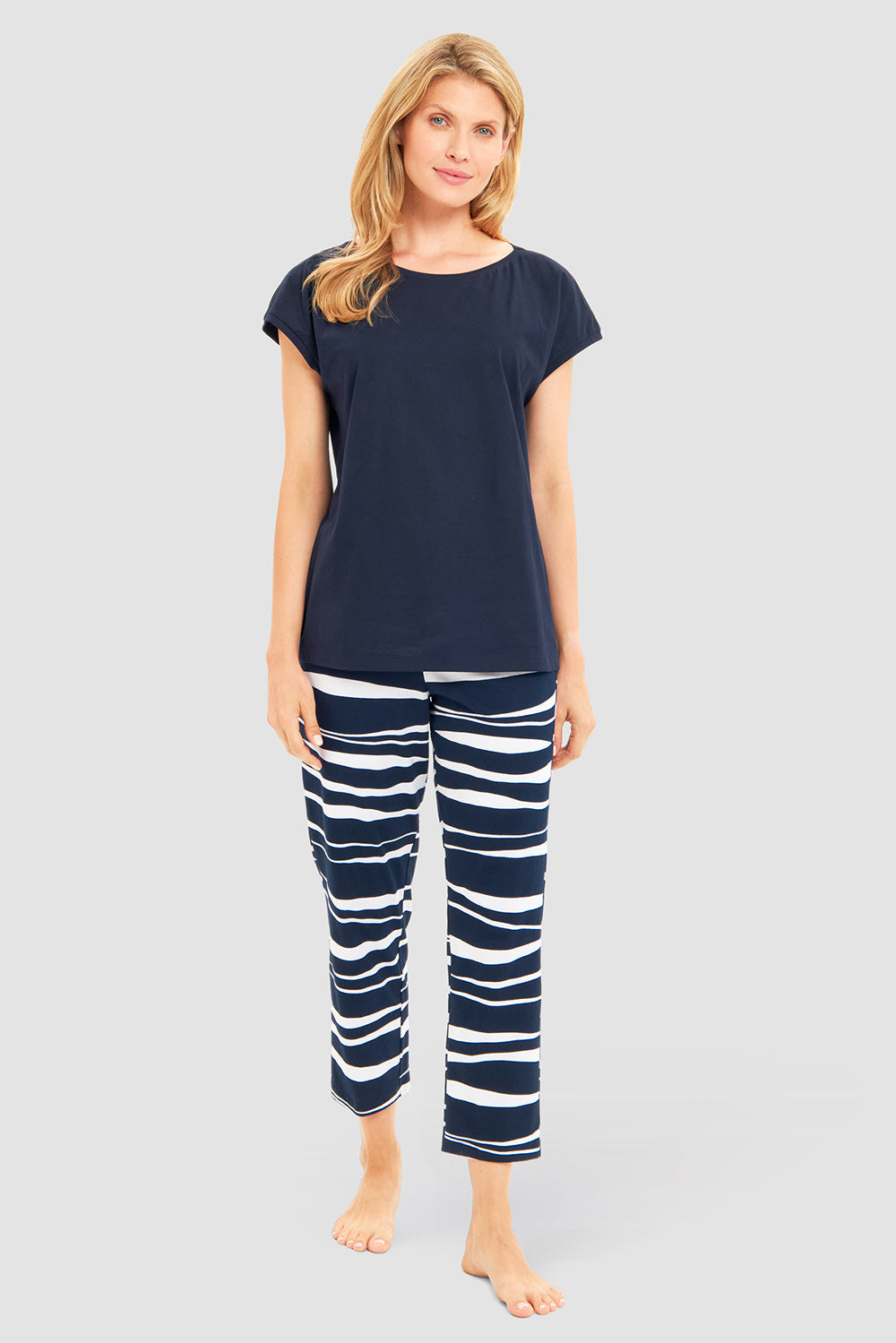 r-sch-be-happy-pyjama-7-8-schlafanzug-blau-zebra-kurzarm image 1