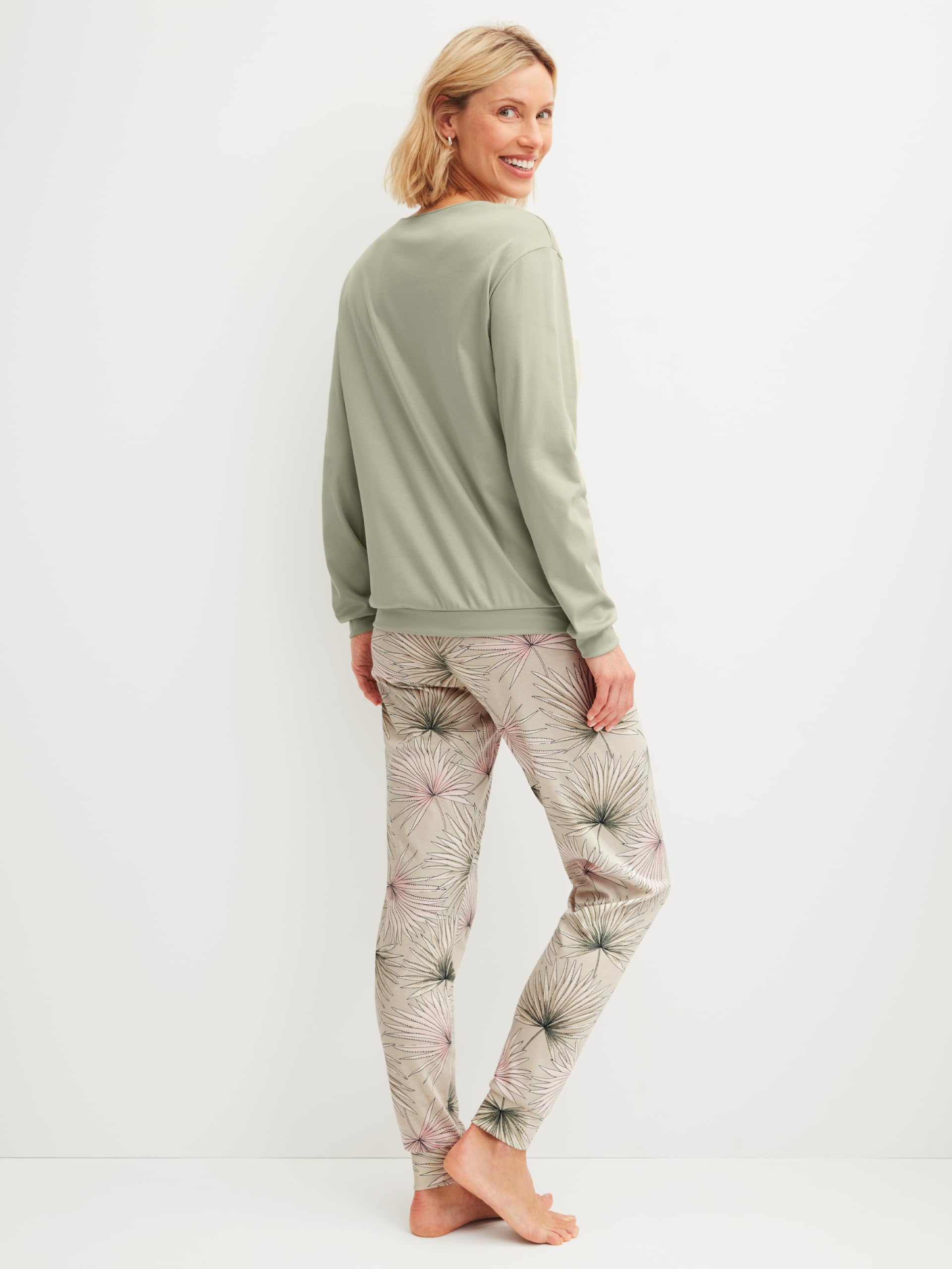calida-leaf-dreams-pyjama-damen-tea-green-pima-baumwolle image 3