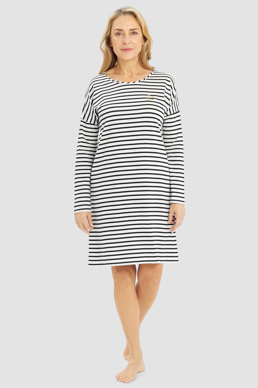 r-sch-be-happy-bigshirt-knielang-streifen-herzstickerei image 1