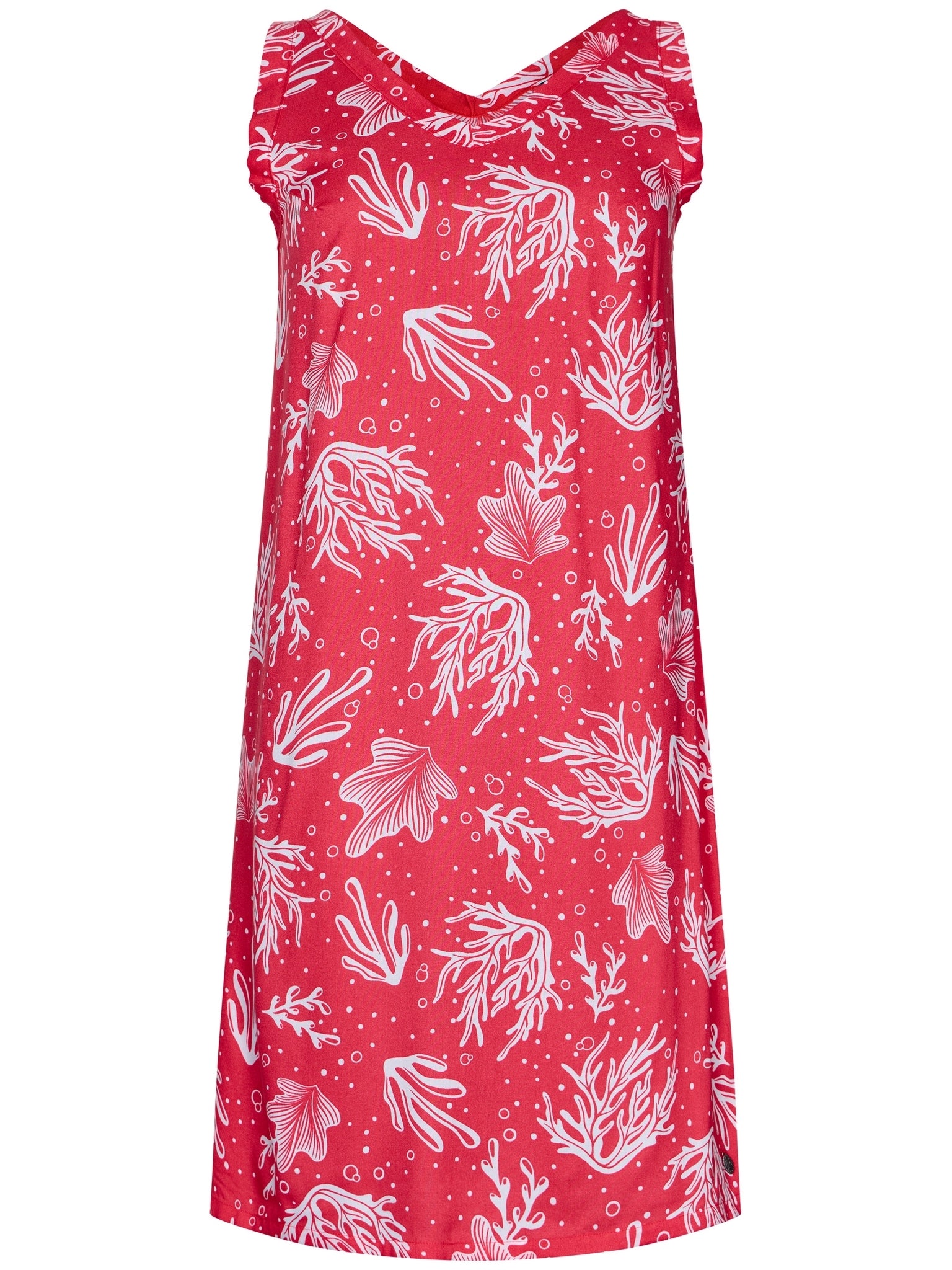 pastunette-rebelle-coral-coast-kleid-korallrot-mit-print image 1