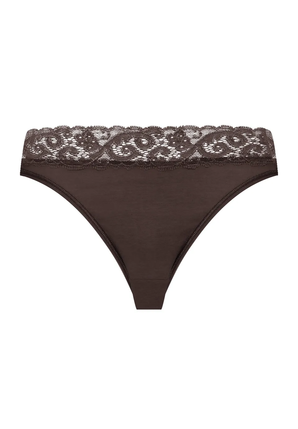 hanro-moments-mini-slip-dark-mocha-baumwolle-spitze image 1