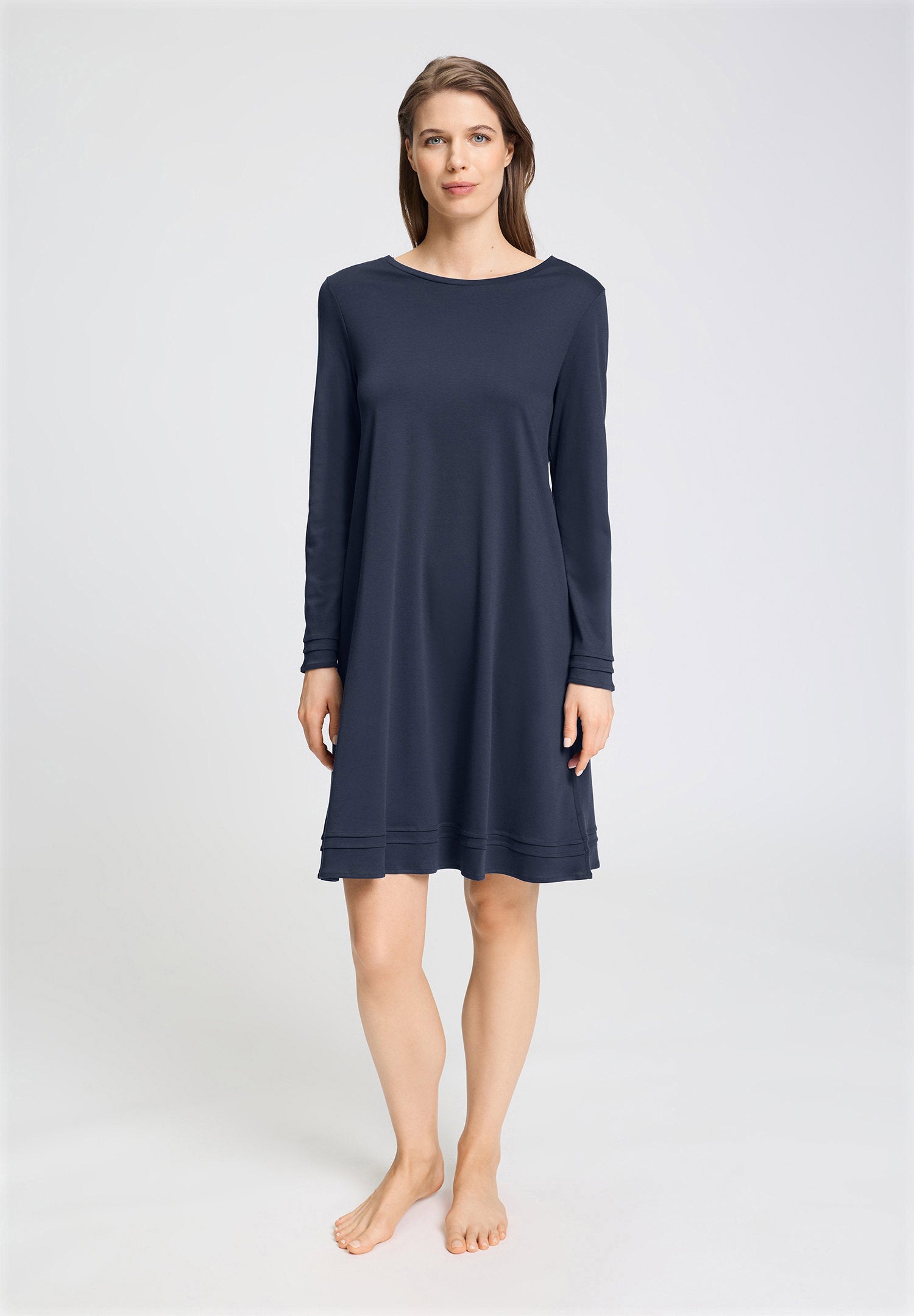 hanro-pilar-nachthemd-100cm-deep-navy-damen-baumwolle image 2