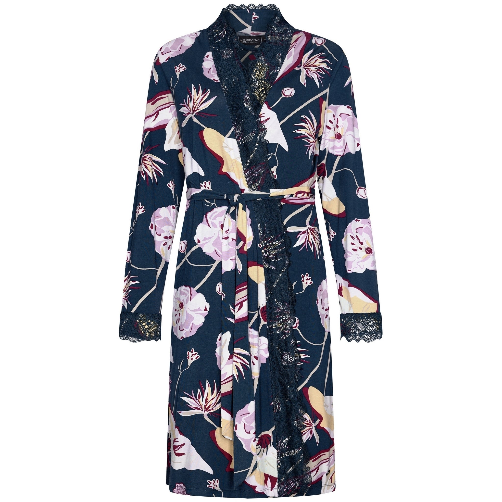pastunette-premium-art-deco-kimono-dunkelblau-blumen-viskose image 1