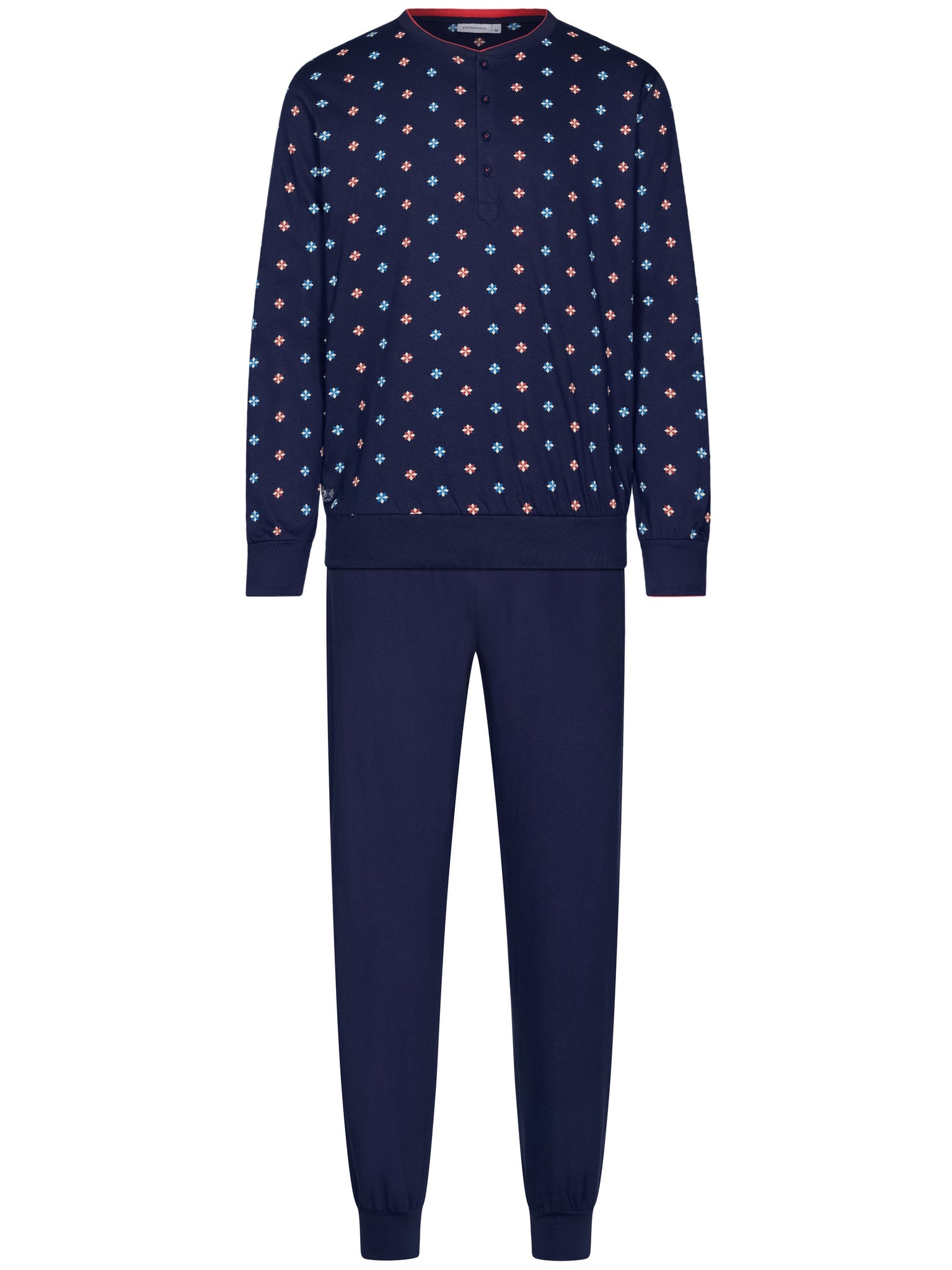 pastunette-lunar-pyjama-herren-blau-bio-baumwolle-knopf image 1