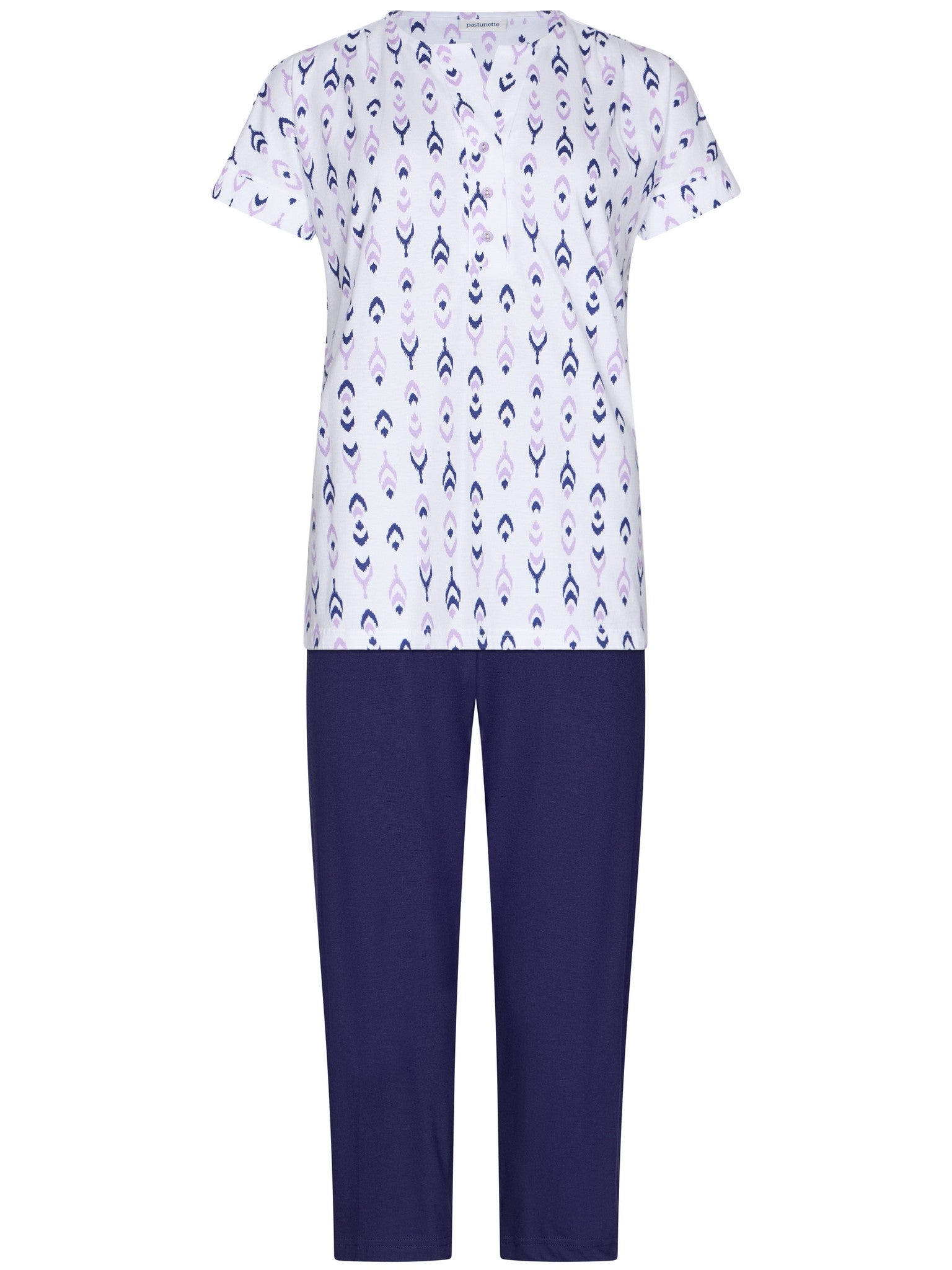pastunette-purple-haze-pyjama-wei-kurzarm-3-4-hose-baumwolle image 1