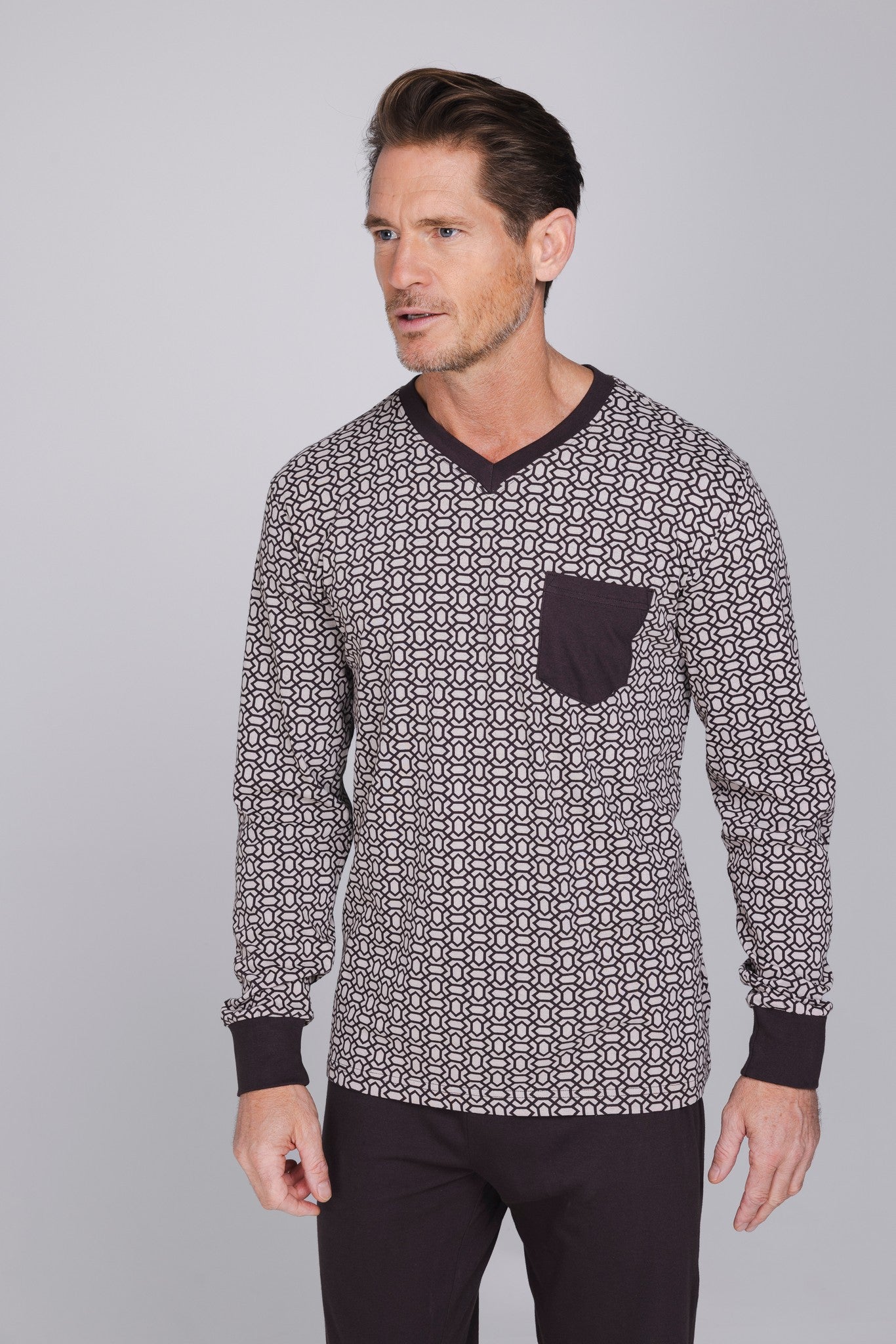 pastunette-urban-essence-pyjama-braun-herren-baumwolle image 2