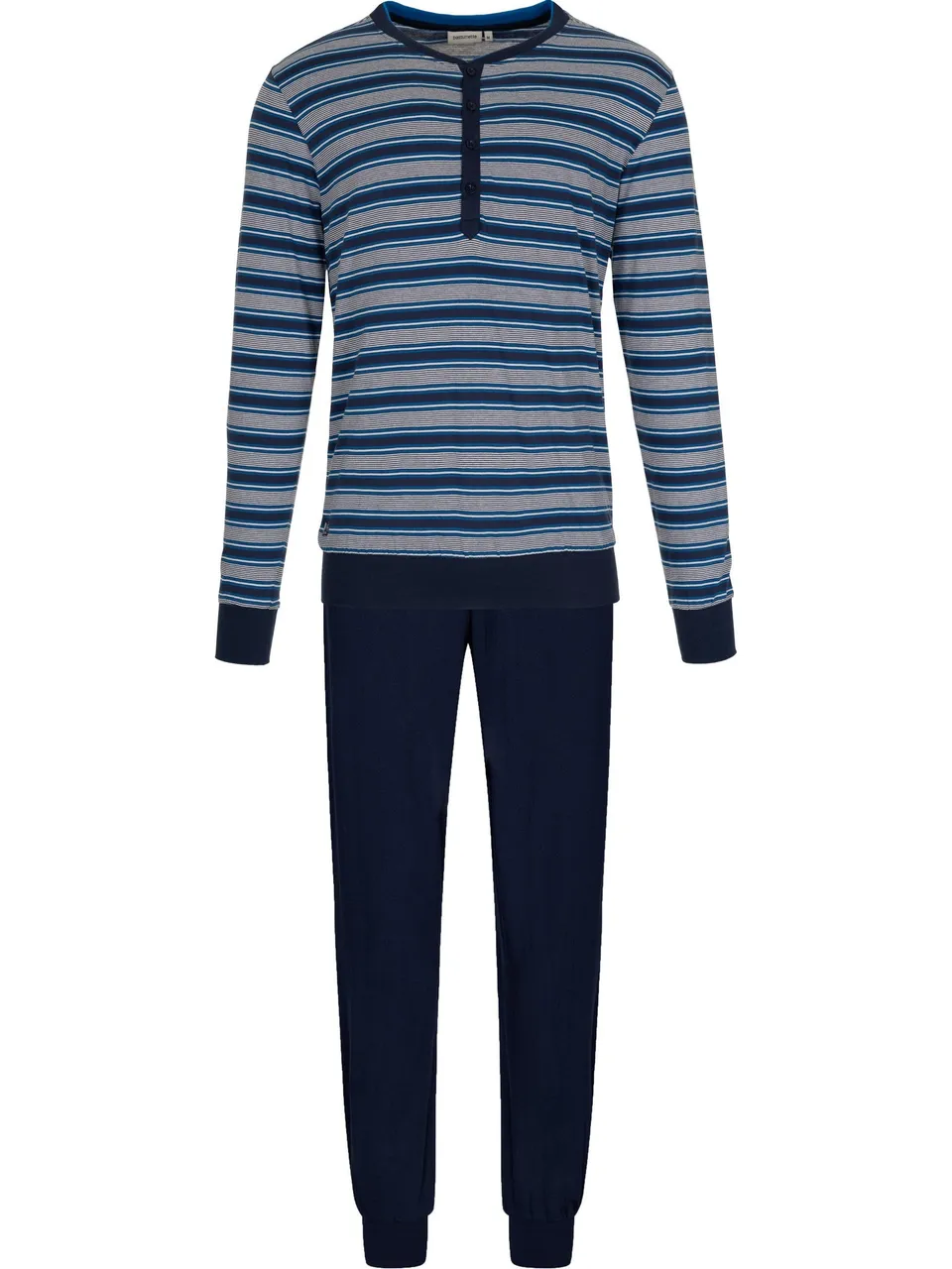pastunette-blue-draft-herren-pyjama-baumwolle-blau image 1