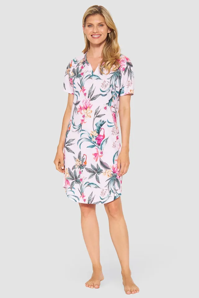 r-sch-be-happy-nachthemd-knielang-nachthemd-rosa-floral image 1