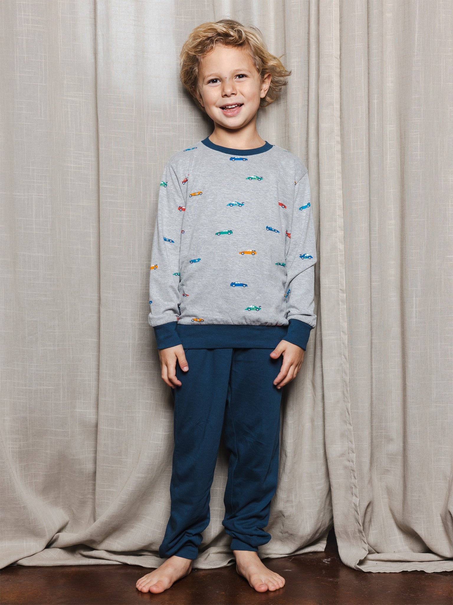 pastunette-night-racer-jungen-pyjama-grau-rennauto-baumwolle image 1