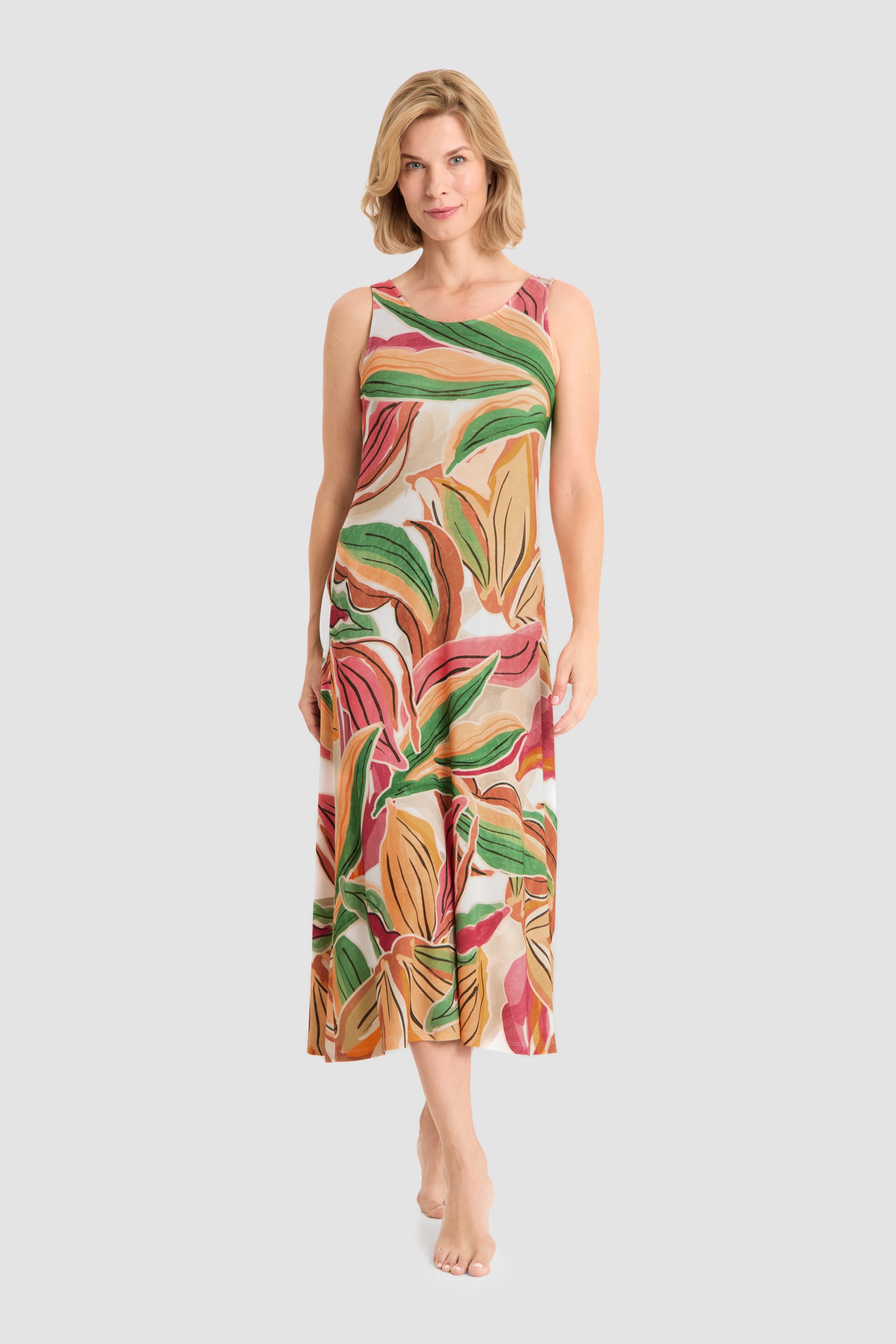 r-sch-be-happy-strandkleid-maxi-orange-bl-tterdruck image 1