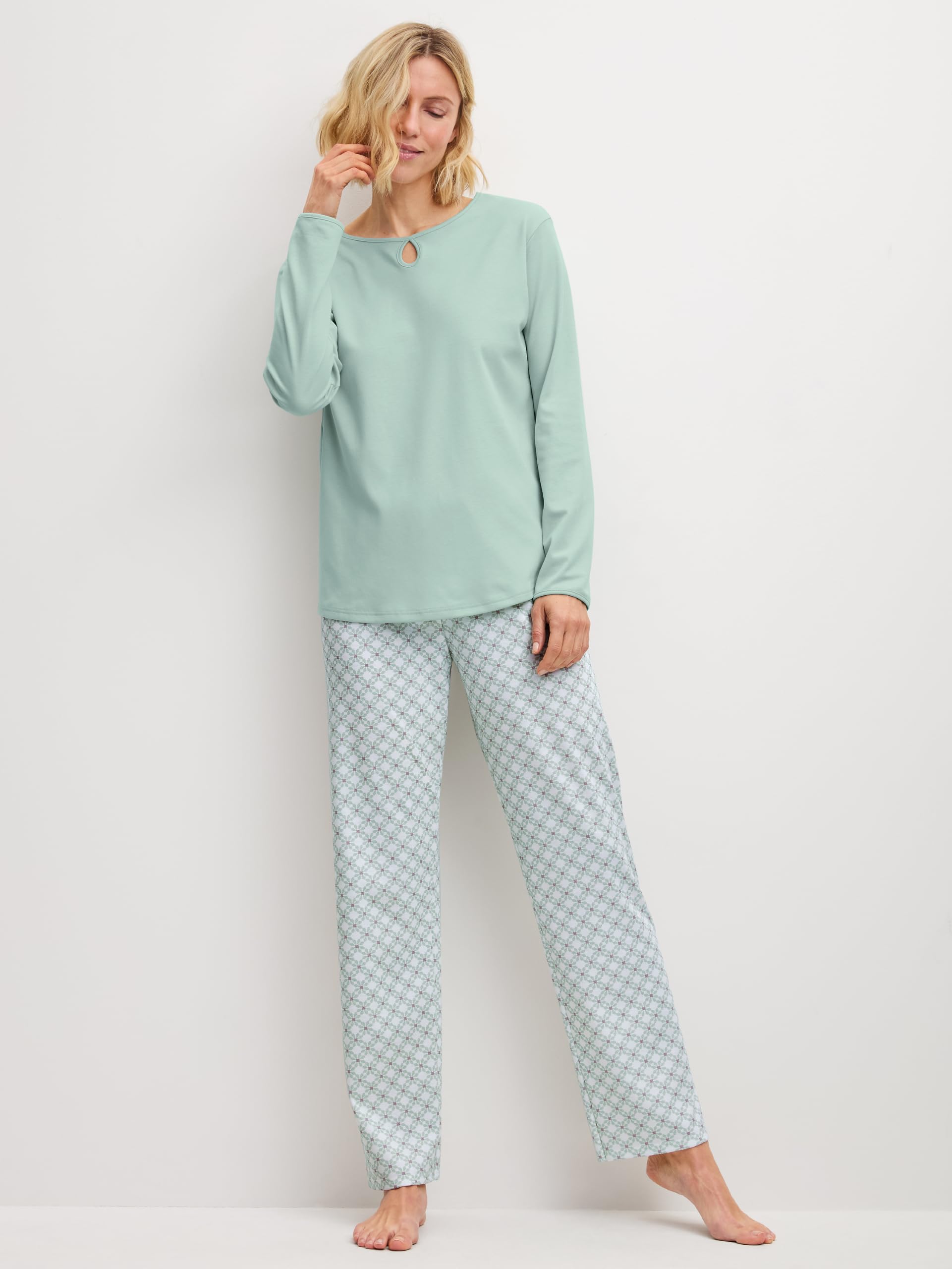 calida-sweet-dreams-pyjama-damen-44-46-light-aqua-baumwolle image 2