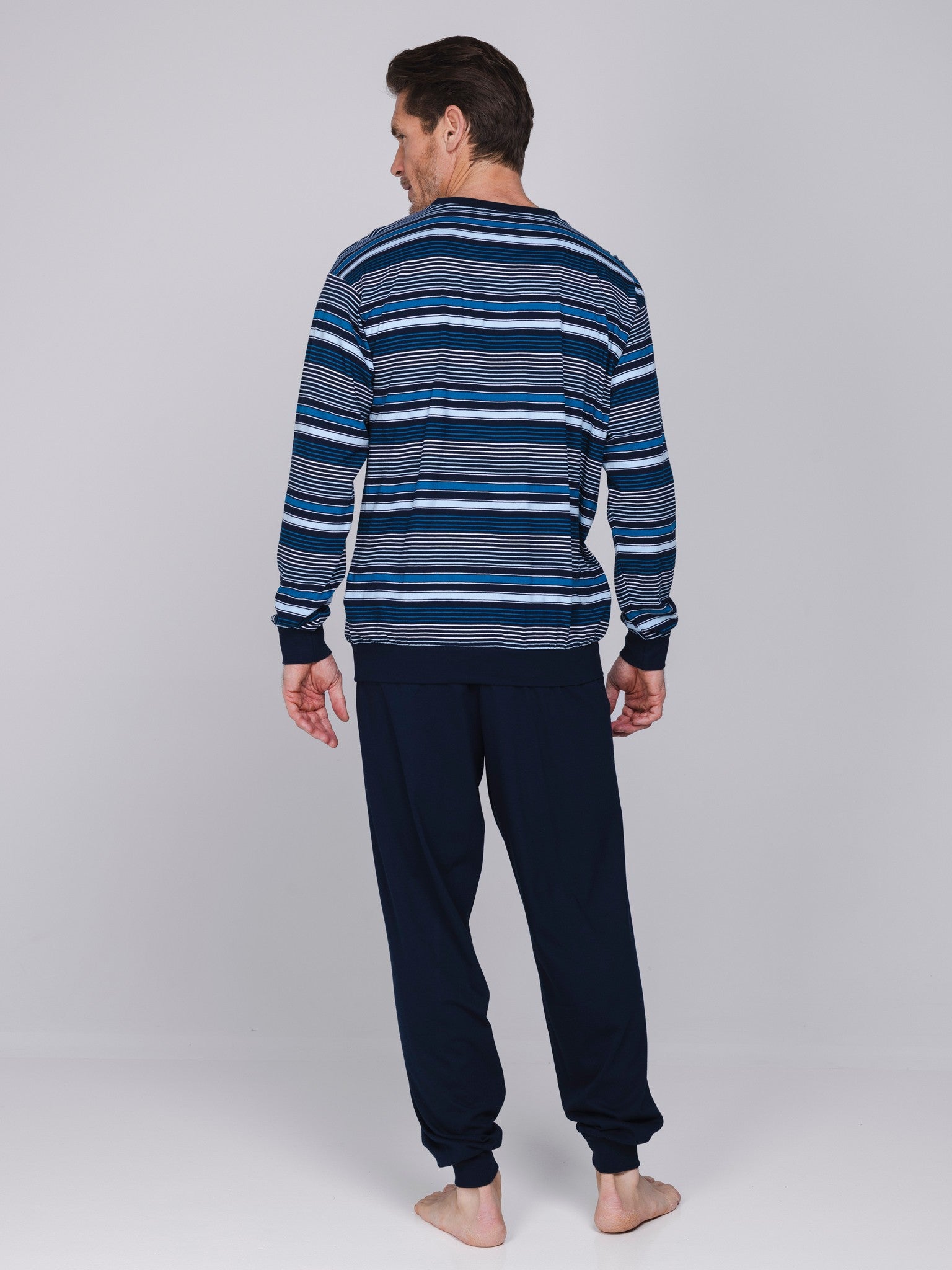 pastunette-robson-stripes-herrenpyjama-baumwolle-blau image 2