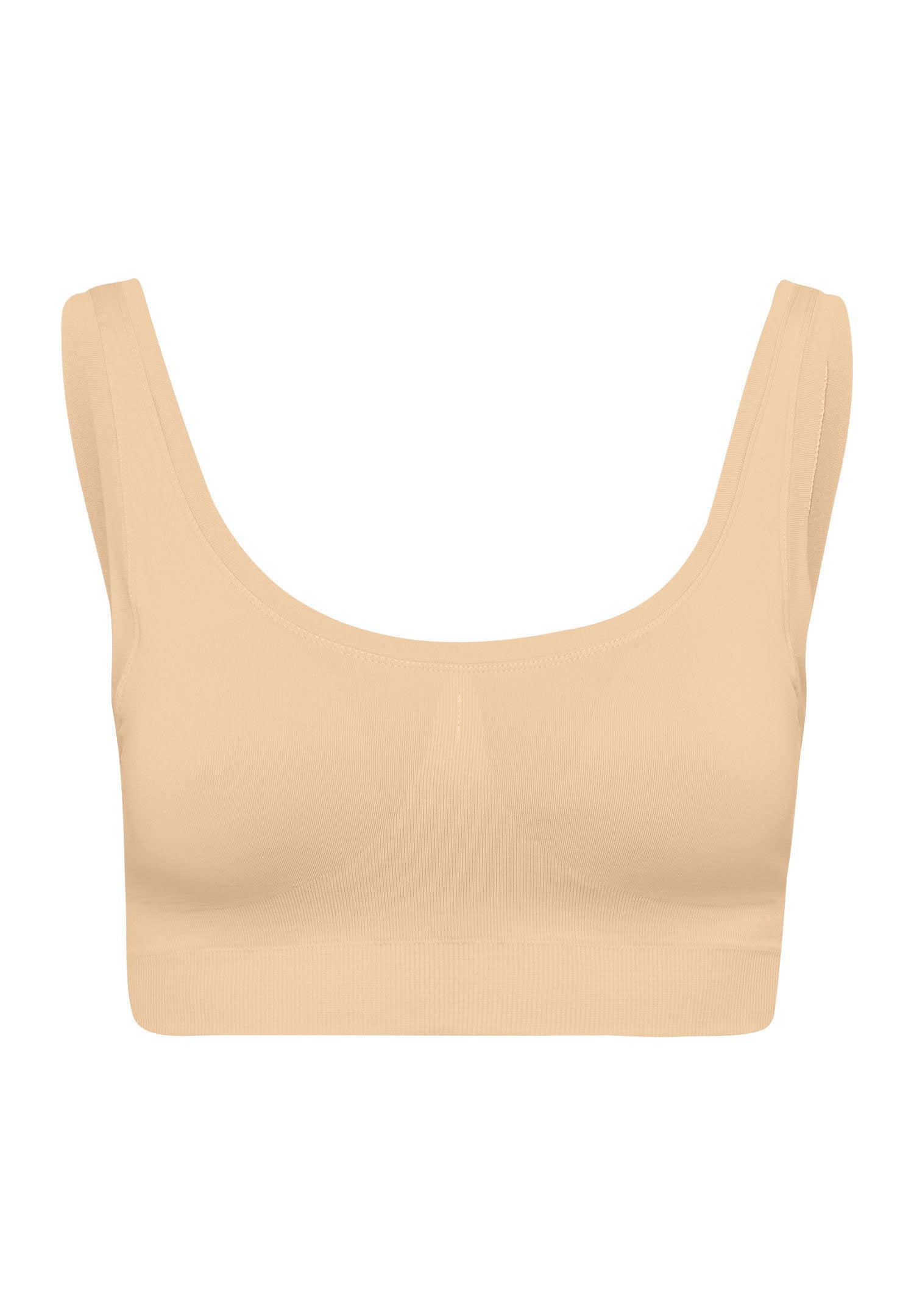 hanro-touch-feeling-padded-crop-top-bustier-beige image 1