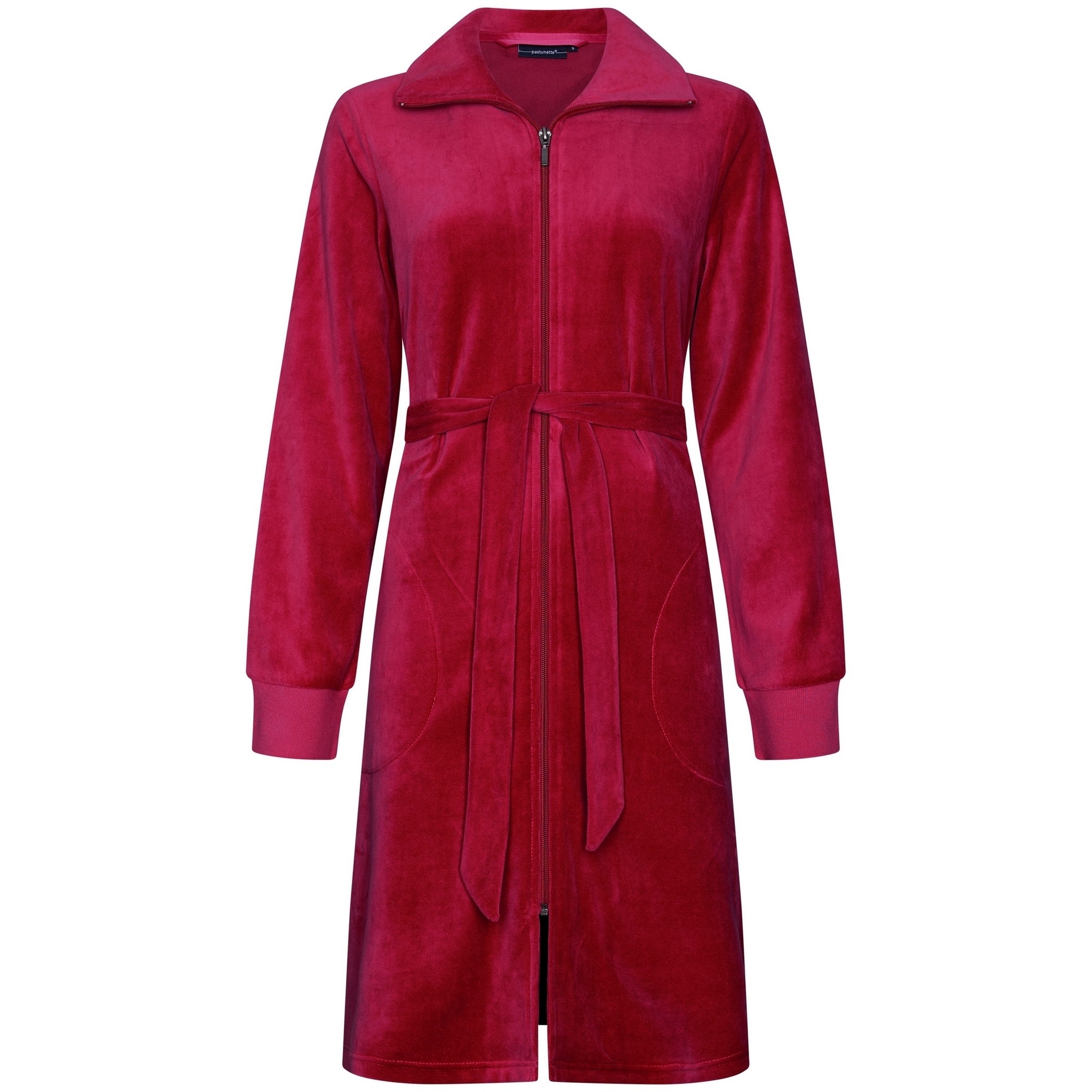 pastunette-flow-morgenmantel-velours-rot-mit-rei-verschluss image 1