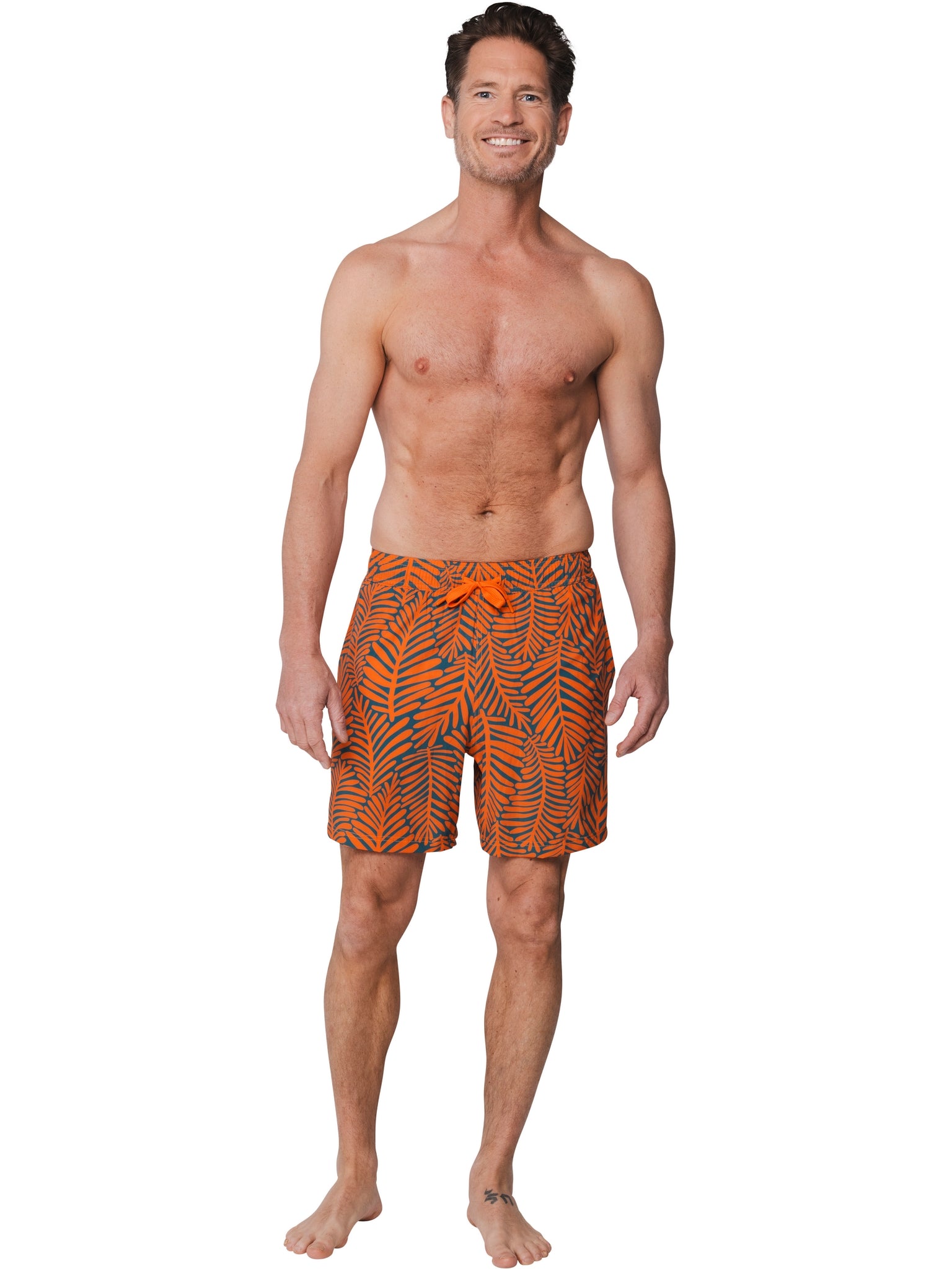 pastunette-zwembroek-badehose-orange-blattprint-stretch image 2