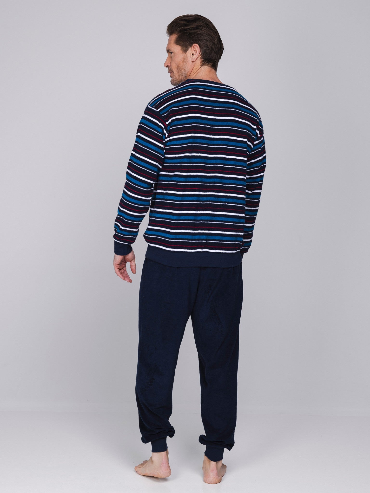 robson-stripes-langarm-pyjama-dunkelblau-baumwolle image 2