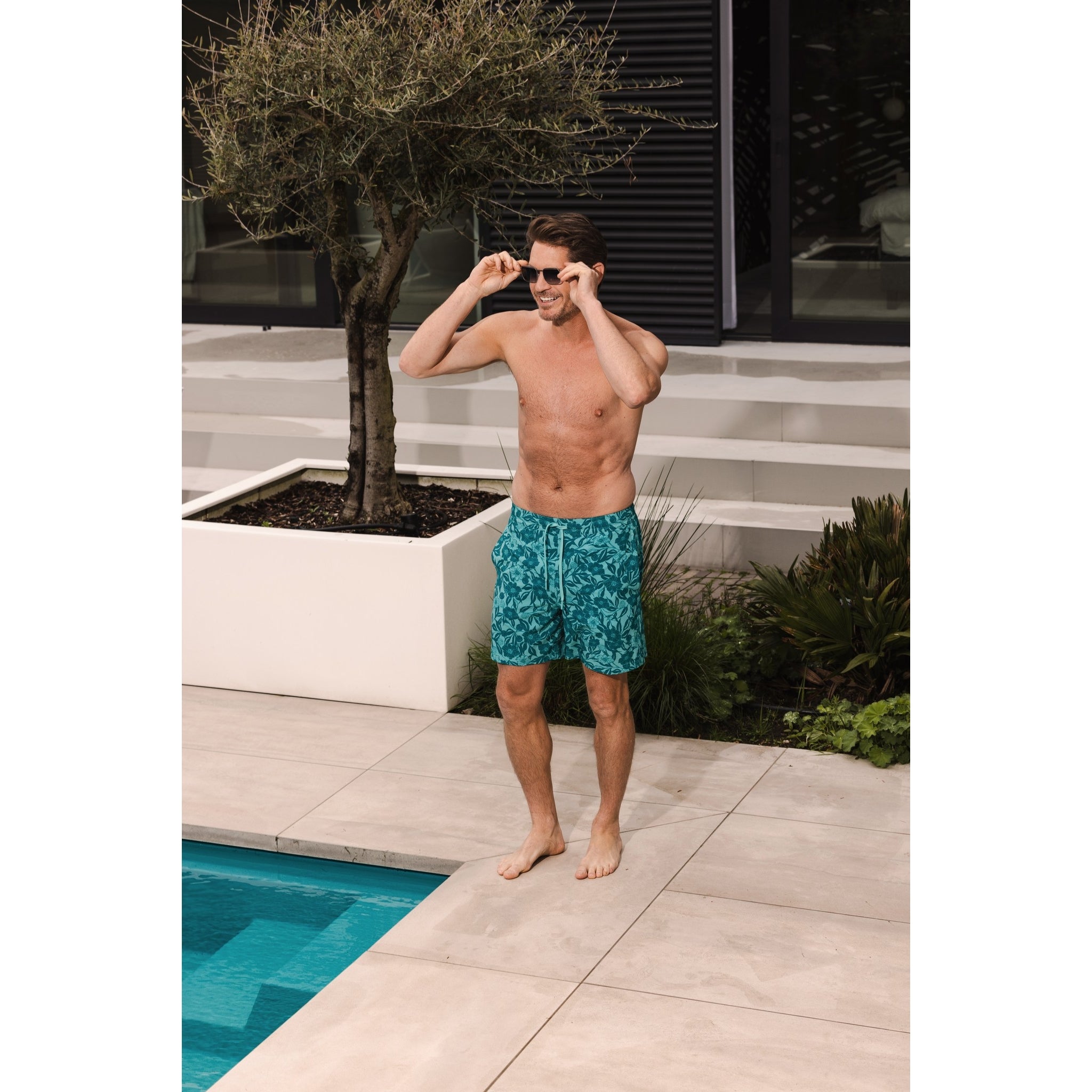 pastunette-beach-hawaii-badeshorts-polyester-t-rkis-bl-tter-m image 3