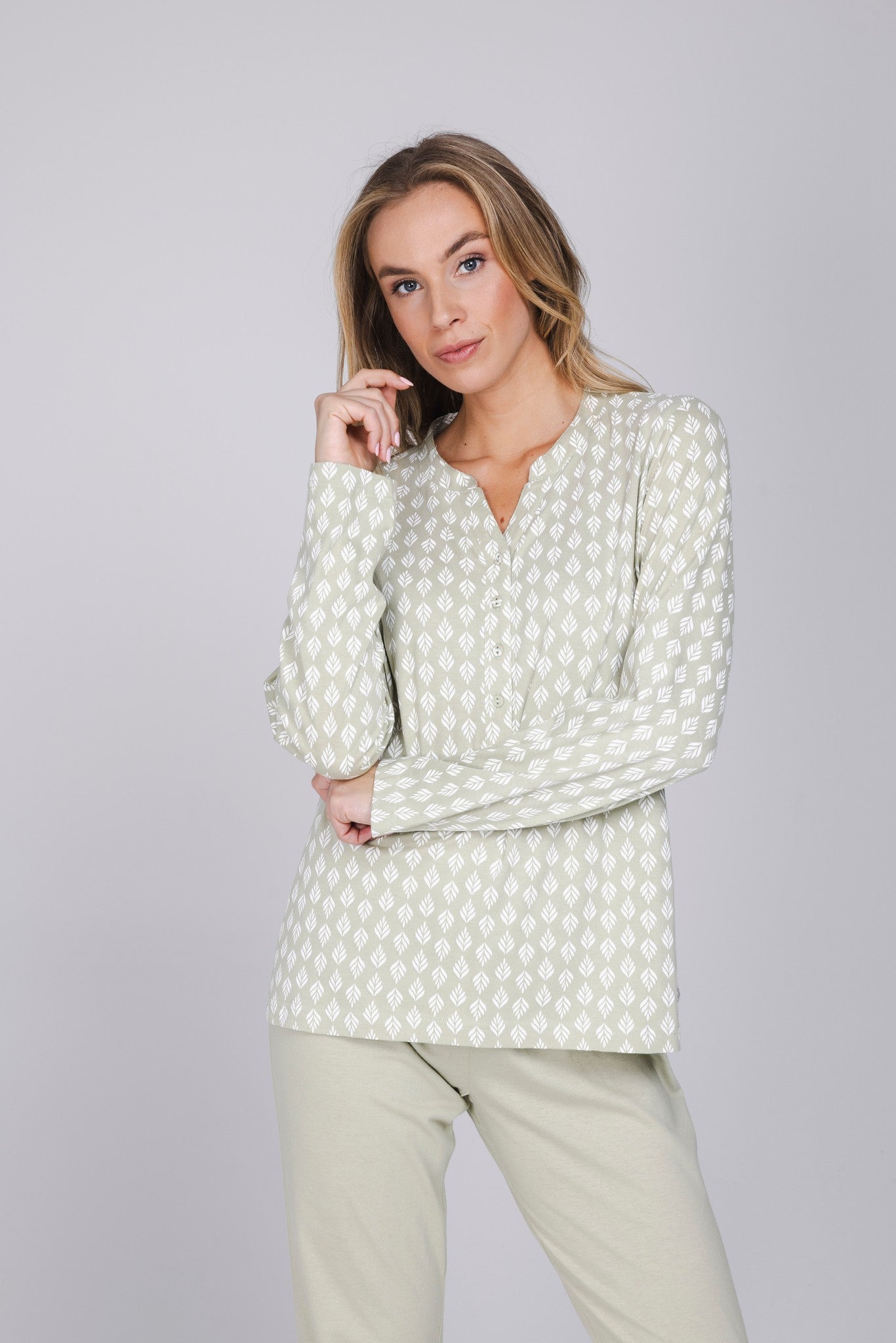 pastunette-sage-serenity-pyjama-gr-n-bio-baumwolle image 2