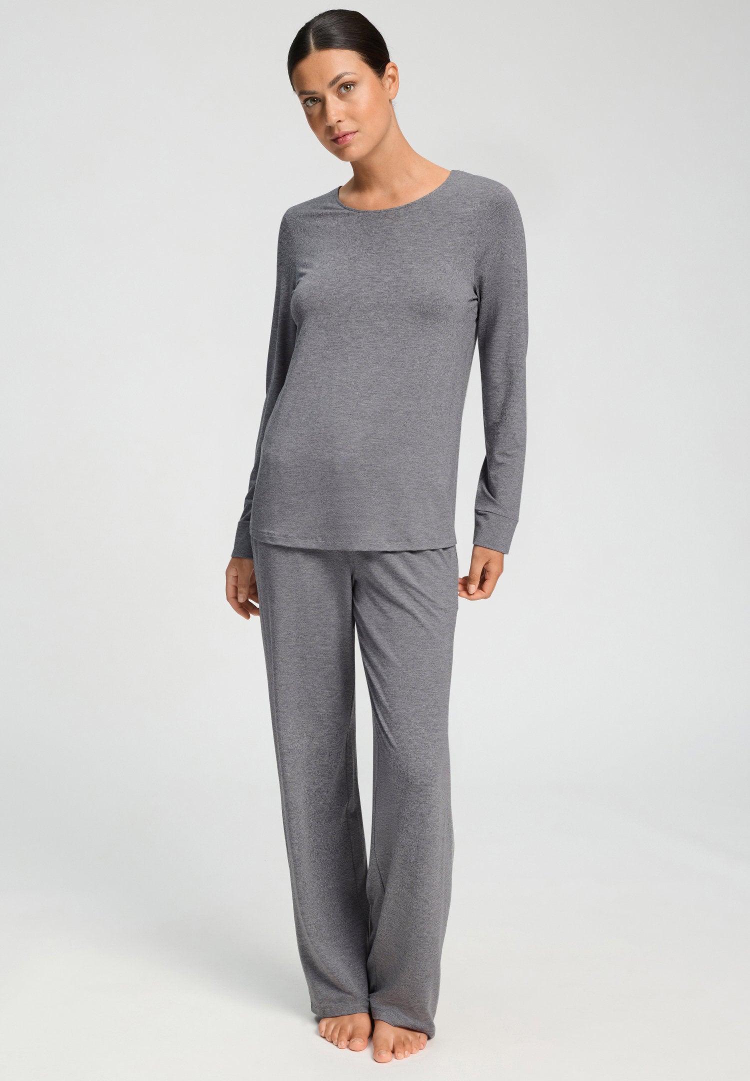 hanro-natural-elegance-langarm-shirt-stone-melange image 5