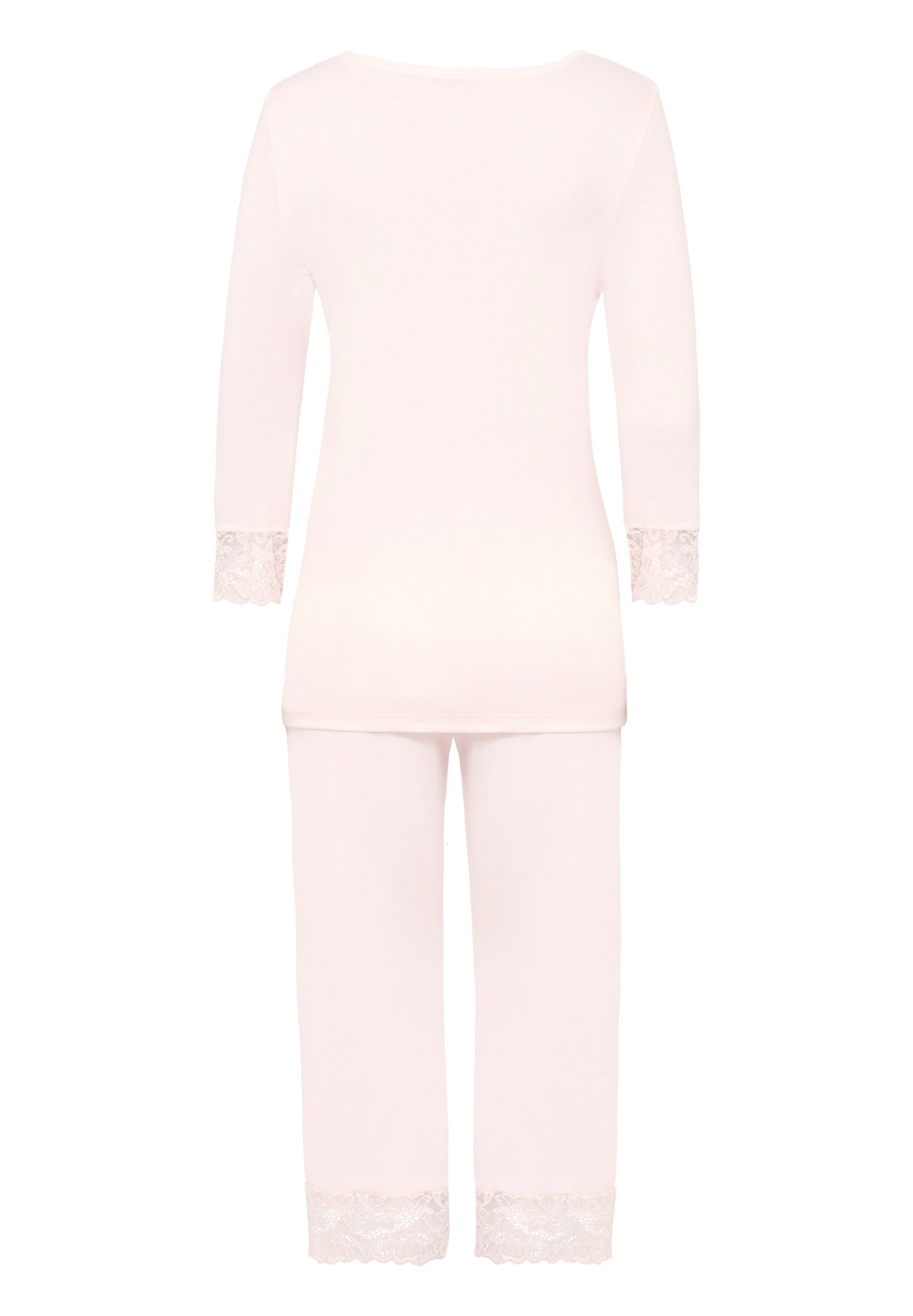 hanro-moments-pyjama-crystal-pink-baumwolle-spitze-3-4-arm image 3