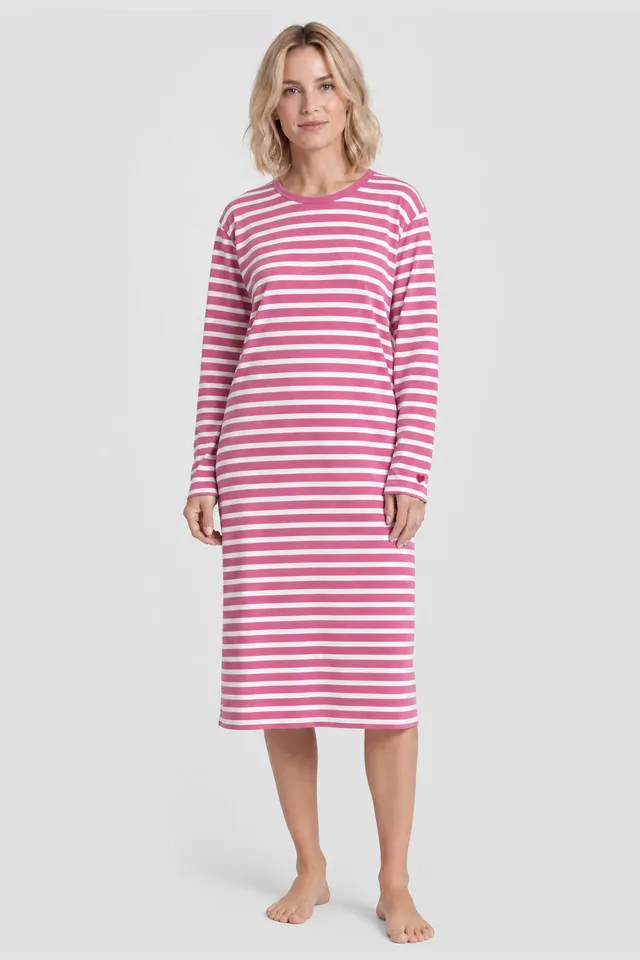 r-sch-be-happy-nachthemd-pink-ringel-baumwolle-modal image 1