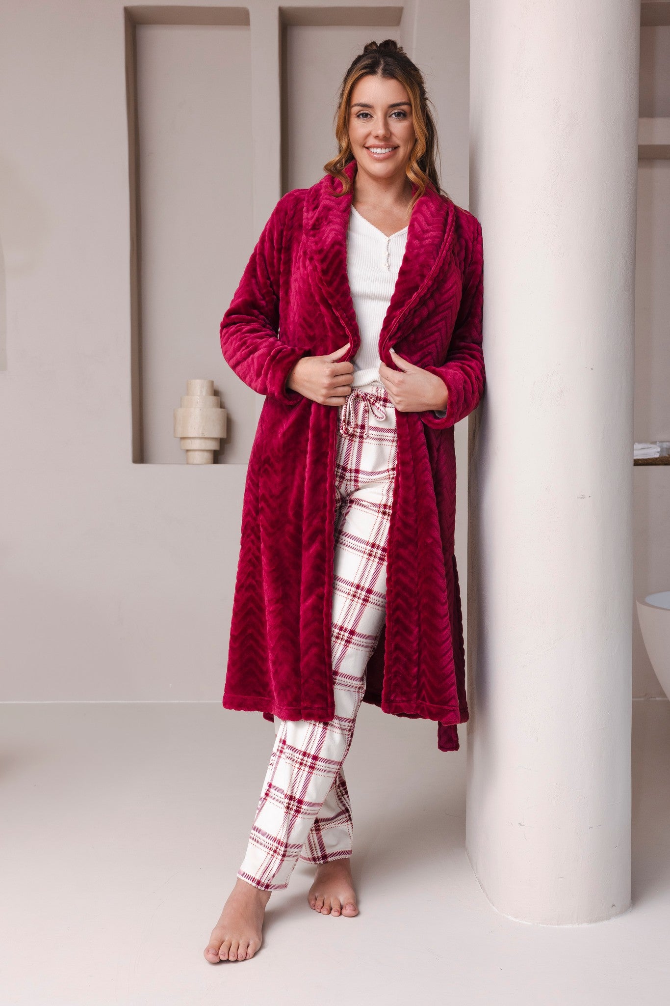 pastunette-alpine-creme-pyjama-set-creme-rot-kariert-fleece image 7