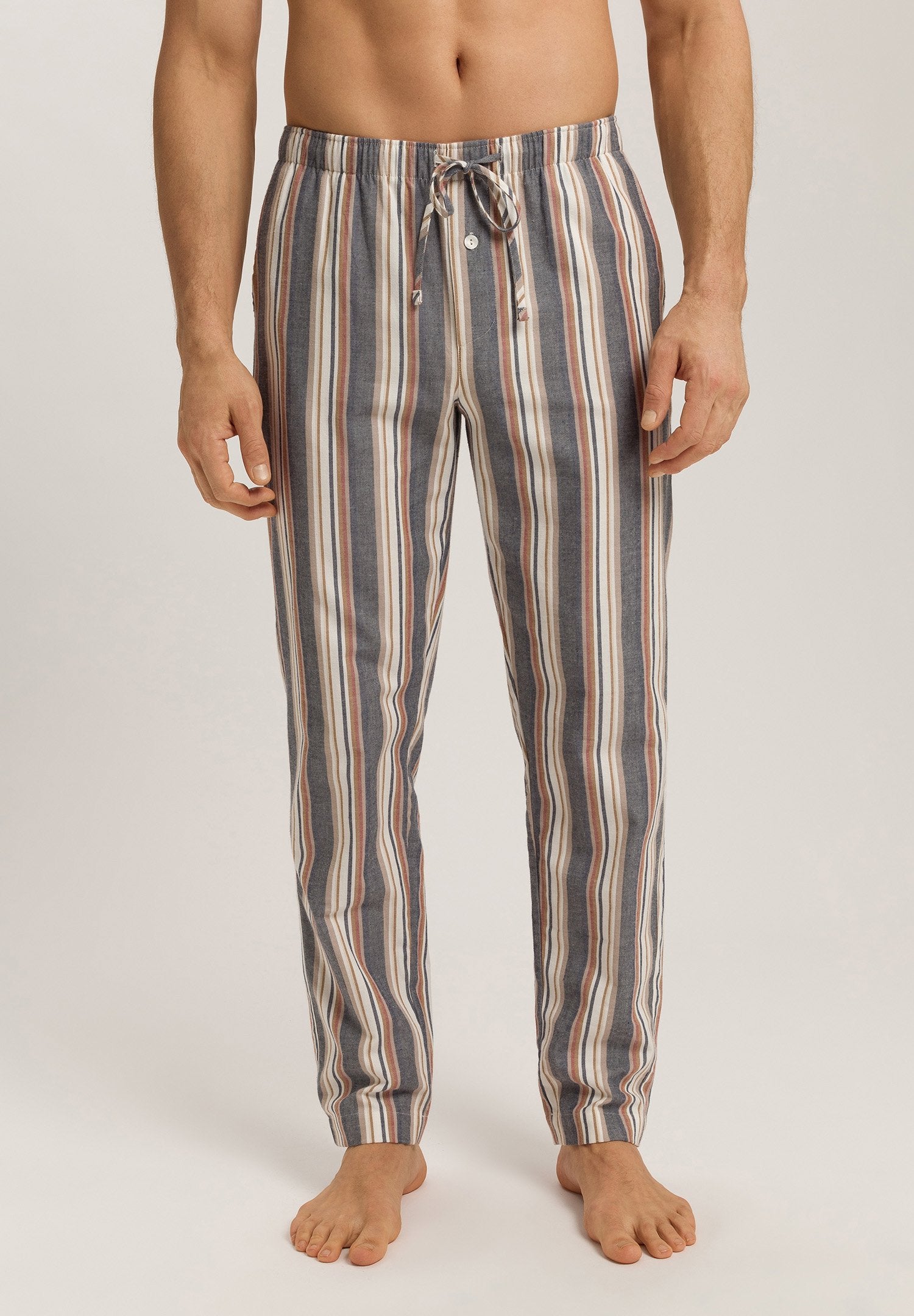 hanro-cozy-comfort-pyjamahose-herren-redwood-stripe-karo-baumwolle image 2