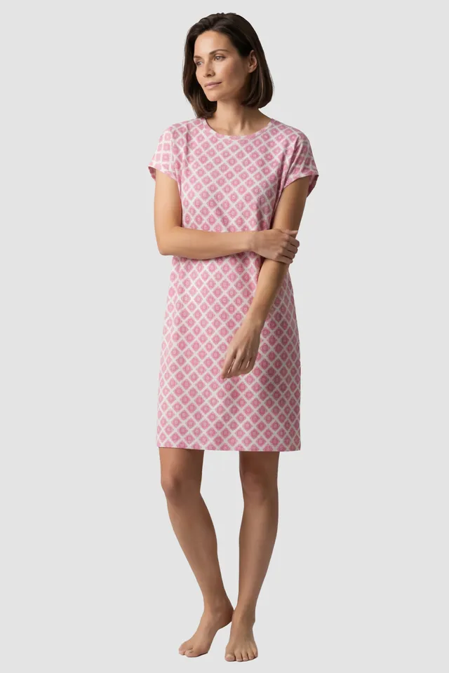 r-sch-be-happy-nachthemd-kurz-rautendruck-rosa-baumwolle image 1
