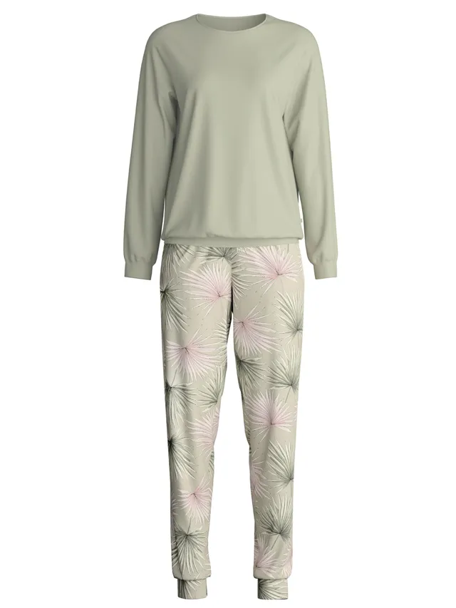 calida-leaf-dreams-pyjama-damen-tea-green-pima-baumwolle image 1