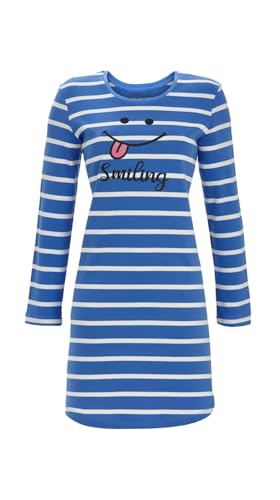 ringella-women-men-nachthemd-blau-ringel-baumwolle-langarm image 4