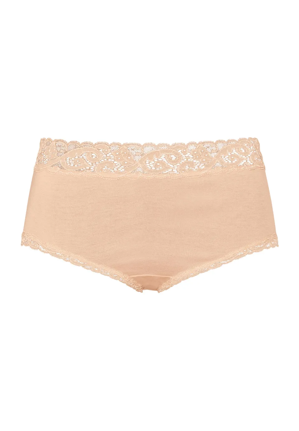 hanro-moments-maxi-briefs-damenslip-beige-baumwolle-spitze image 1