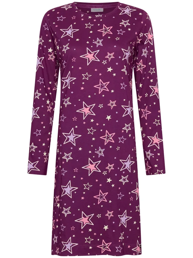 myrebelle-starlight-magic-nachthemd-lila-sterne-baumwolle image 1