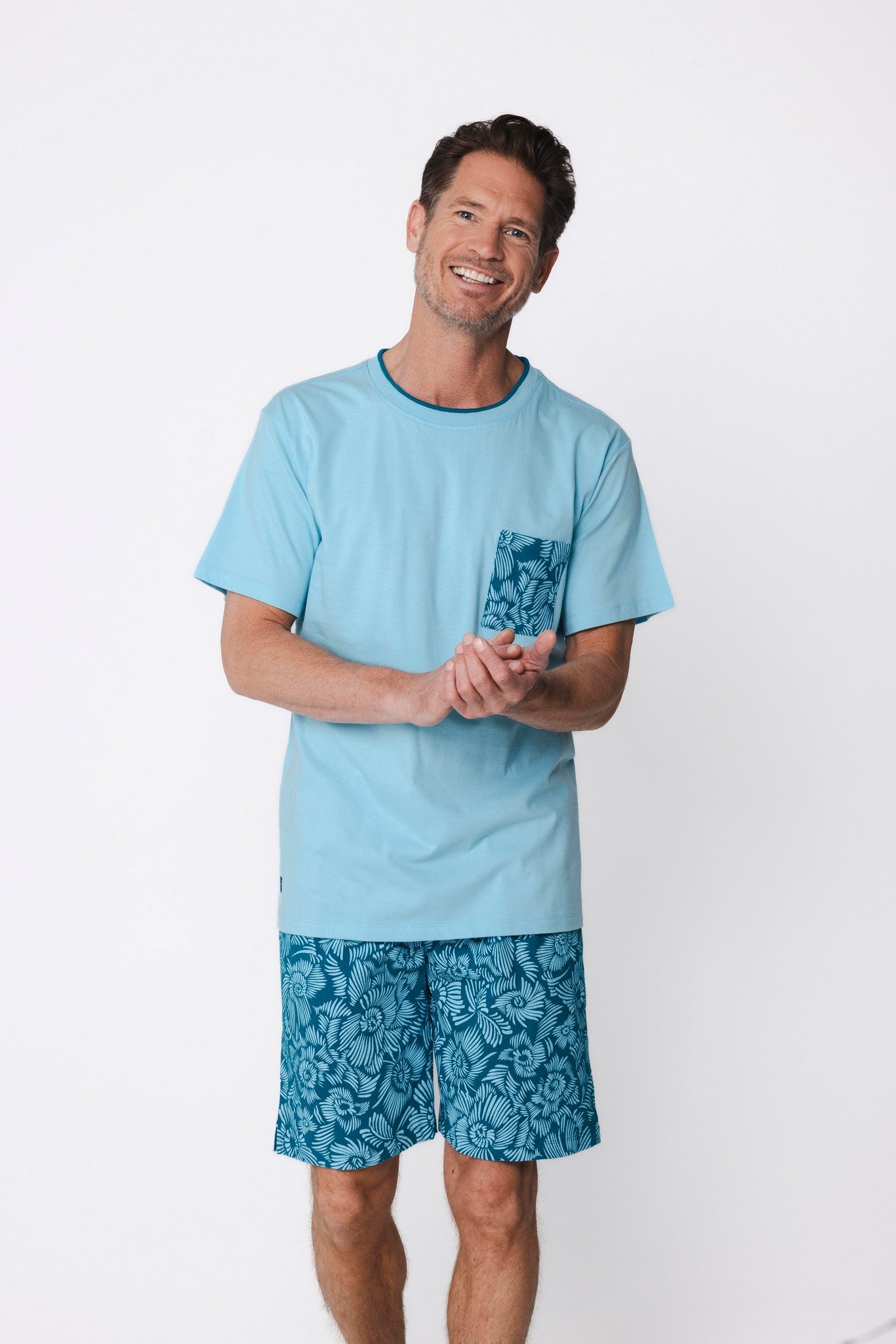 pastunette-ocean-flower-shortama-herren-hellblau-blumen image 5