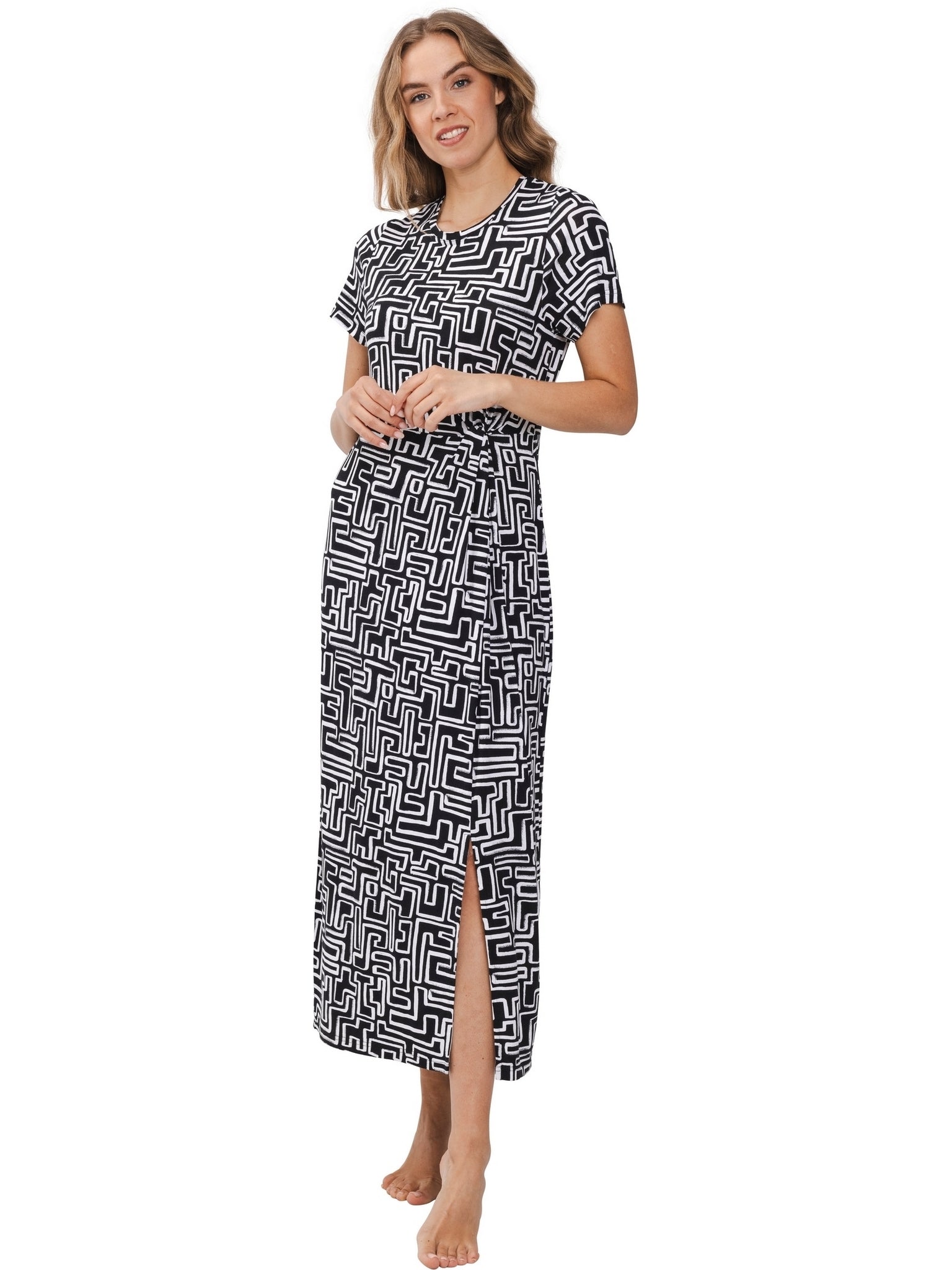 pastunette-graphic-beach-strandkleid-schwarz-wei-viskose image 2