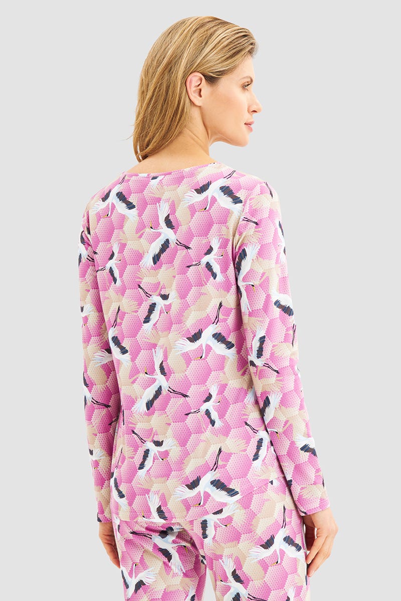 r-sch-be-happy-shirt-langarm-pink-schlafshirt-kraniche image 3