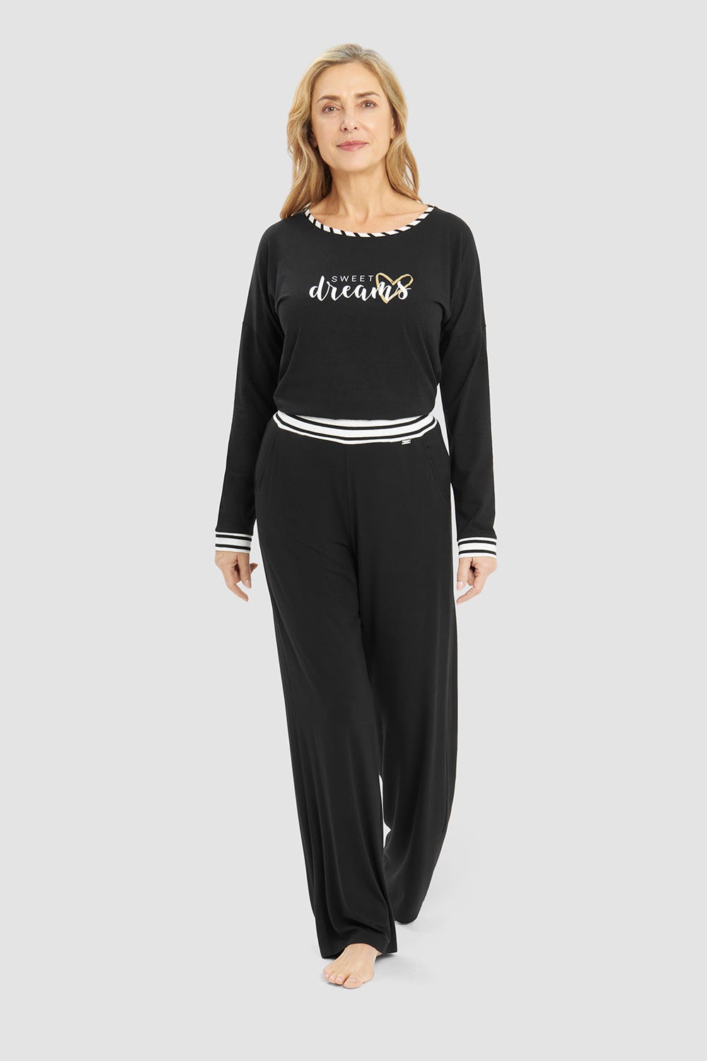r-sch-be-happy-pyjamahose-lang-ringelbund-schwarz-jersey image 4