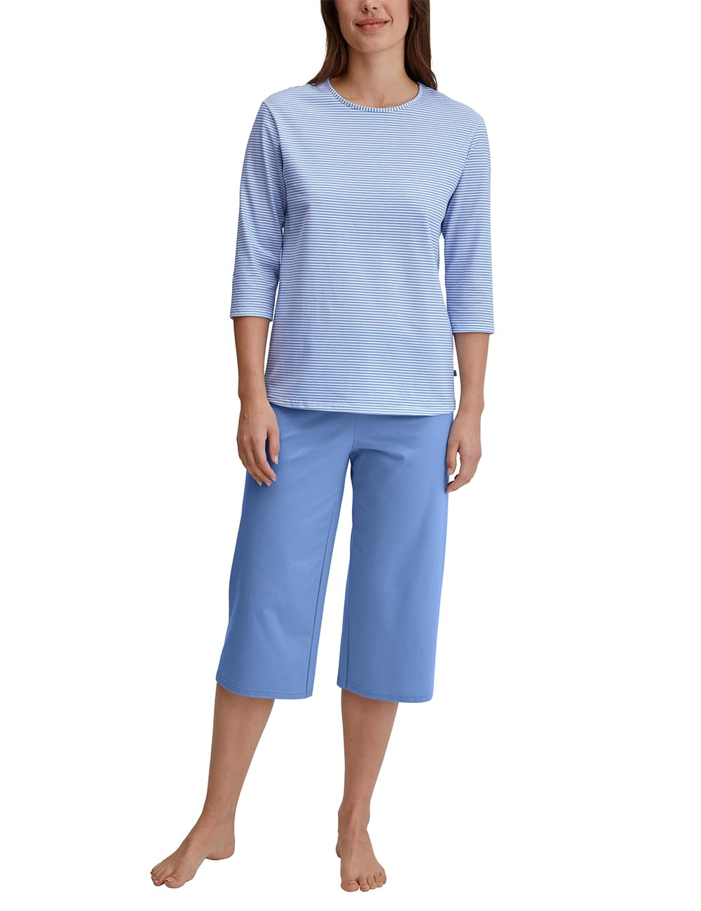 calida-lovely-nights-3-4-pyjama-damen-cascade-blue-baumwolle image 1