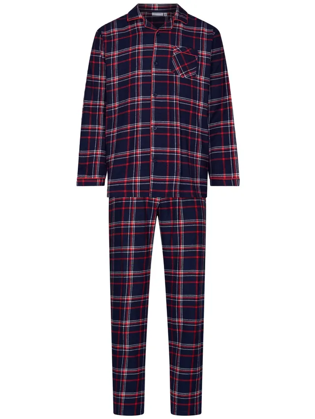 pastunette-aspen-ski-pyjama-blau-karo-flanell image 1