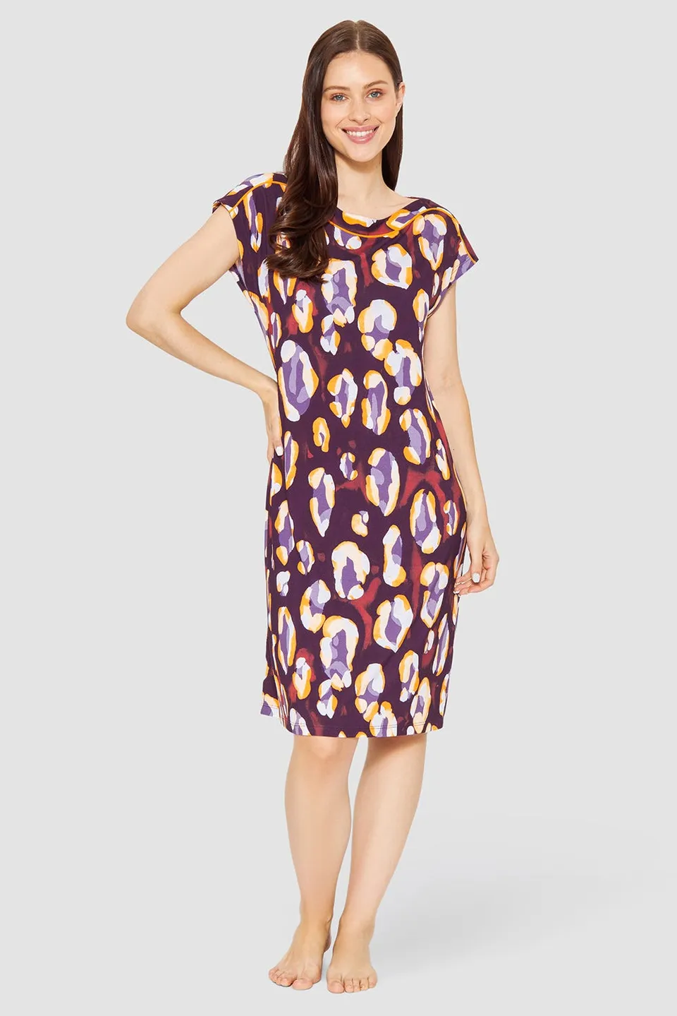 r-sch-be-happy-strandkleid-knielang-violett-mit-leo-druck image 1