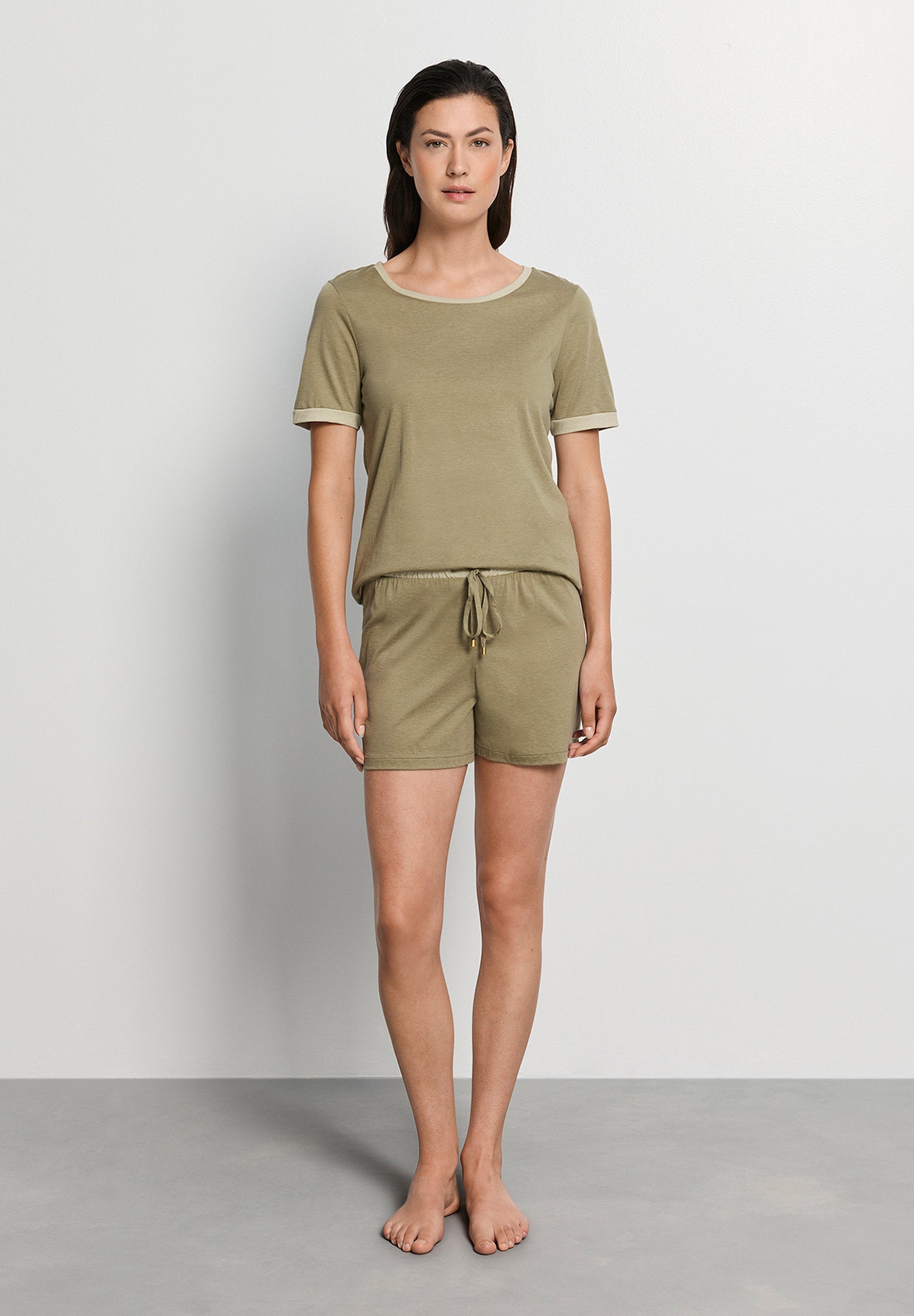 hanro-laura-kurzpyjama-gr-n-modal-baumwolle-set image 5