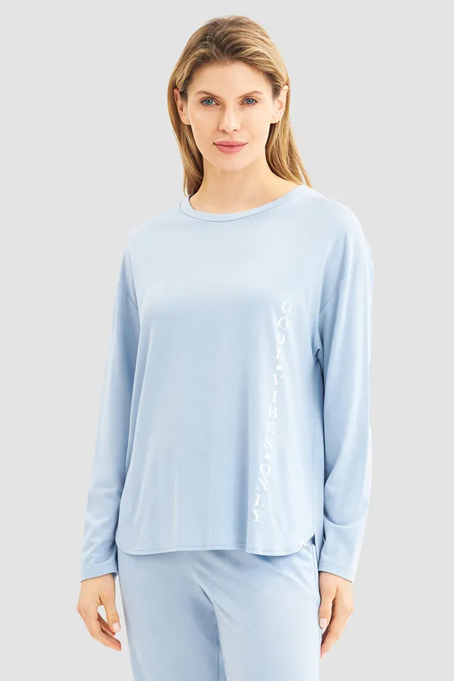 r-sch-be-happy-good-vibes-only-shirt-langarm-damen-blau image 1
