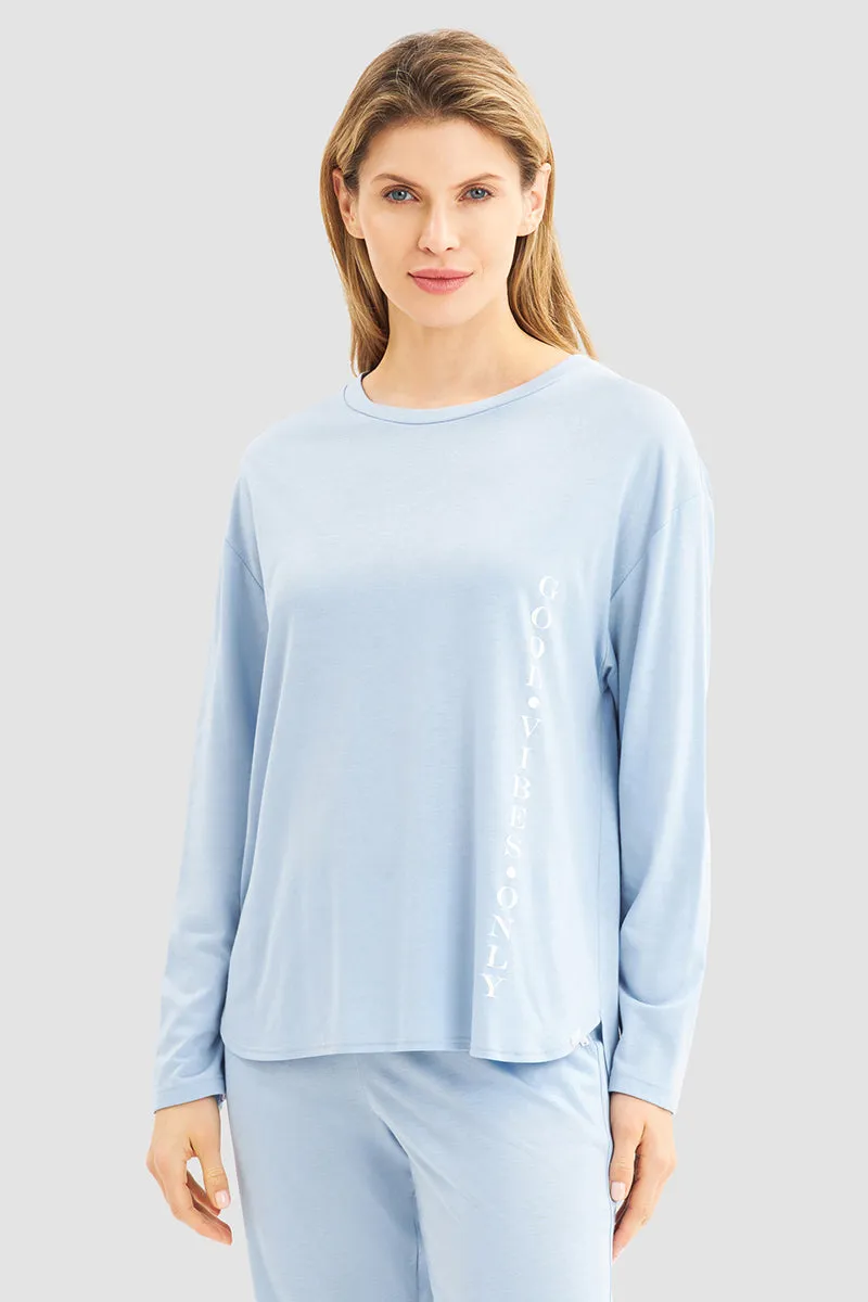 r-sch-be-happy-good-vibes-only-shirt-langarm-damen-blau image 1