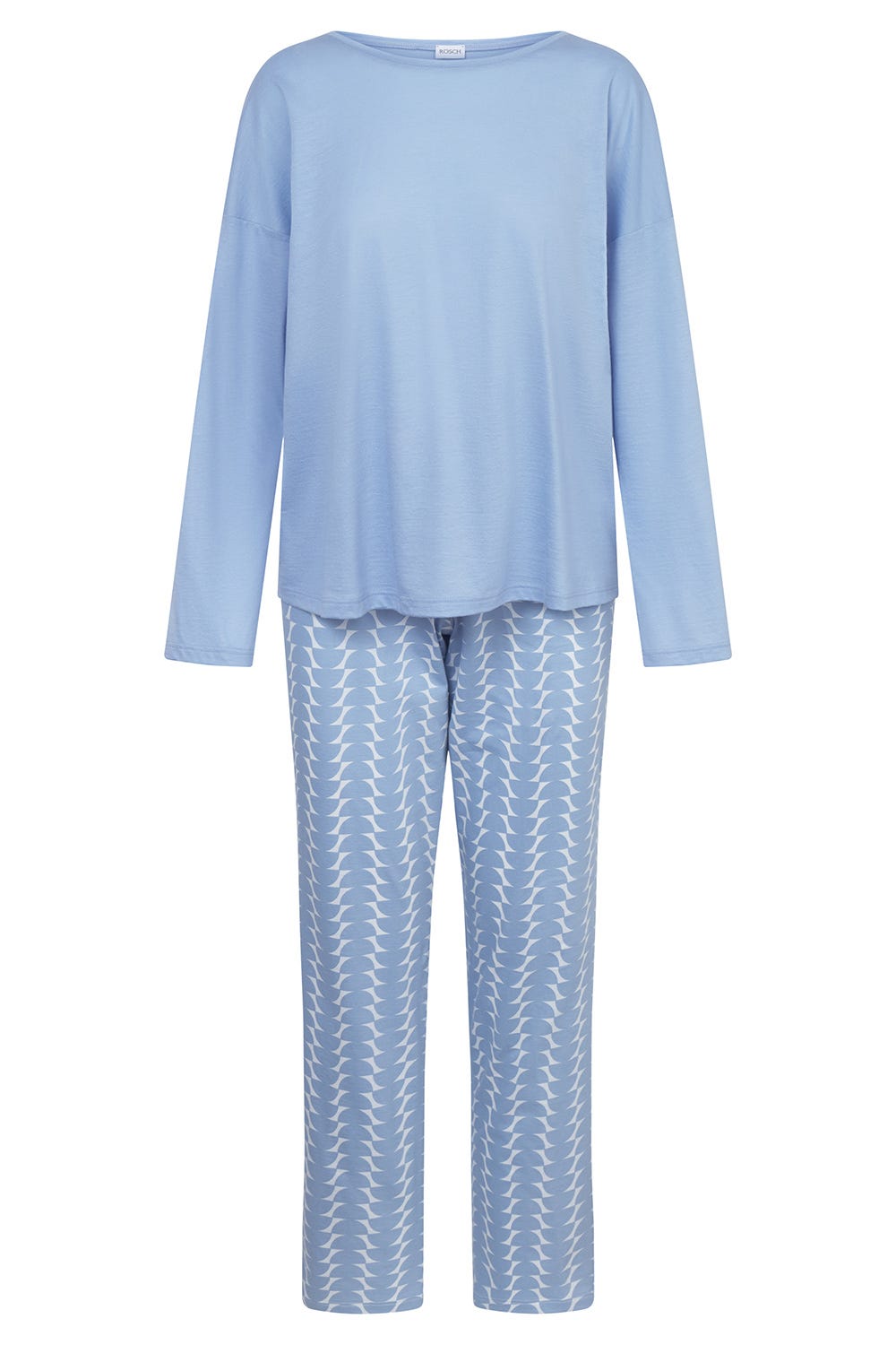 r-sch-be-happy-pyjama-damen-blau-lang-retromuster image 2