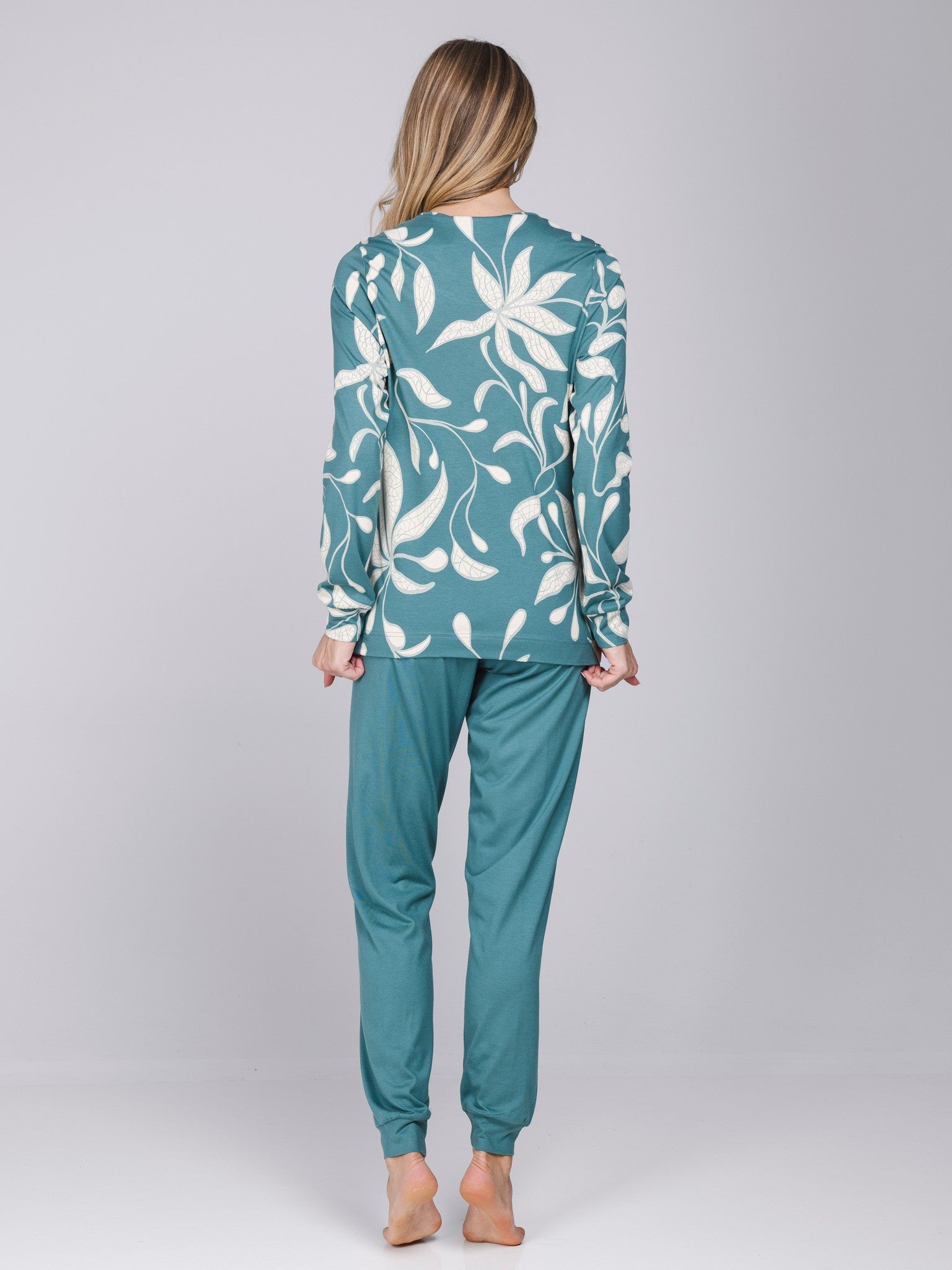 pastunette-nordic-leaf-pyjama-gr-n-baumwolle-modal-2 image 3