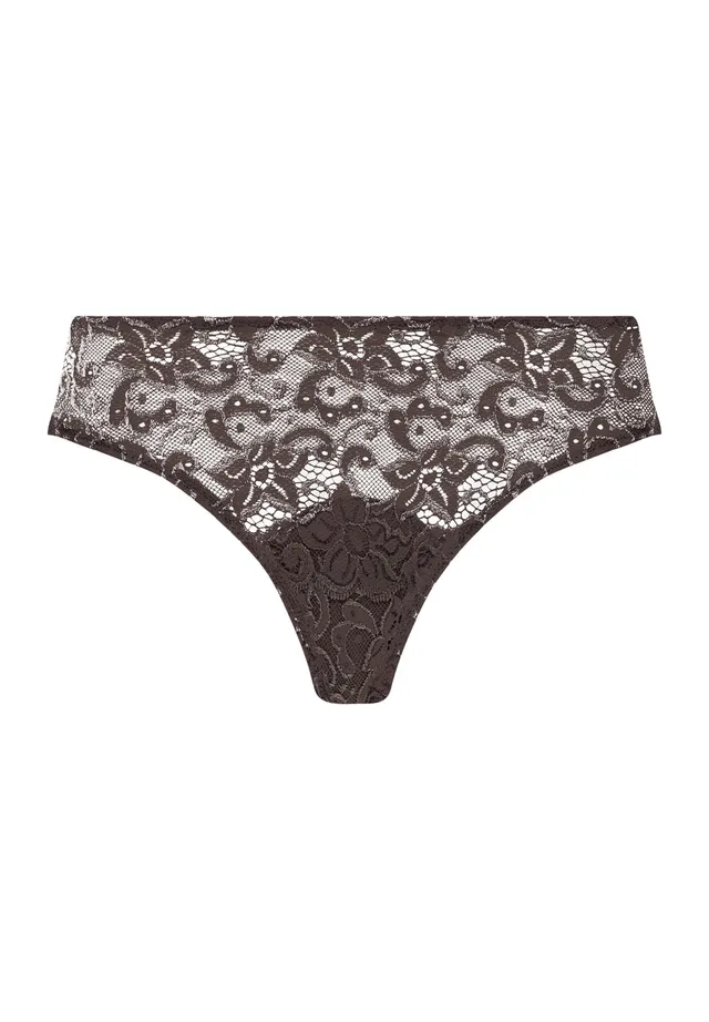 hanro-moments-mini-slip-dark-mocha-spitze-baumwolle image 1