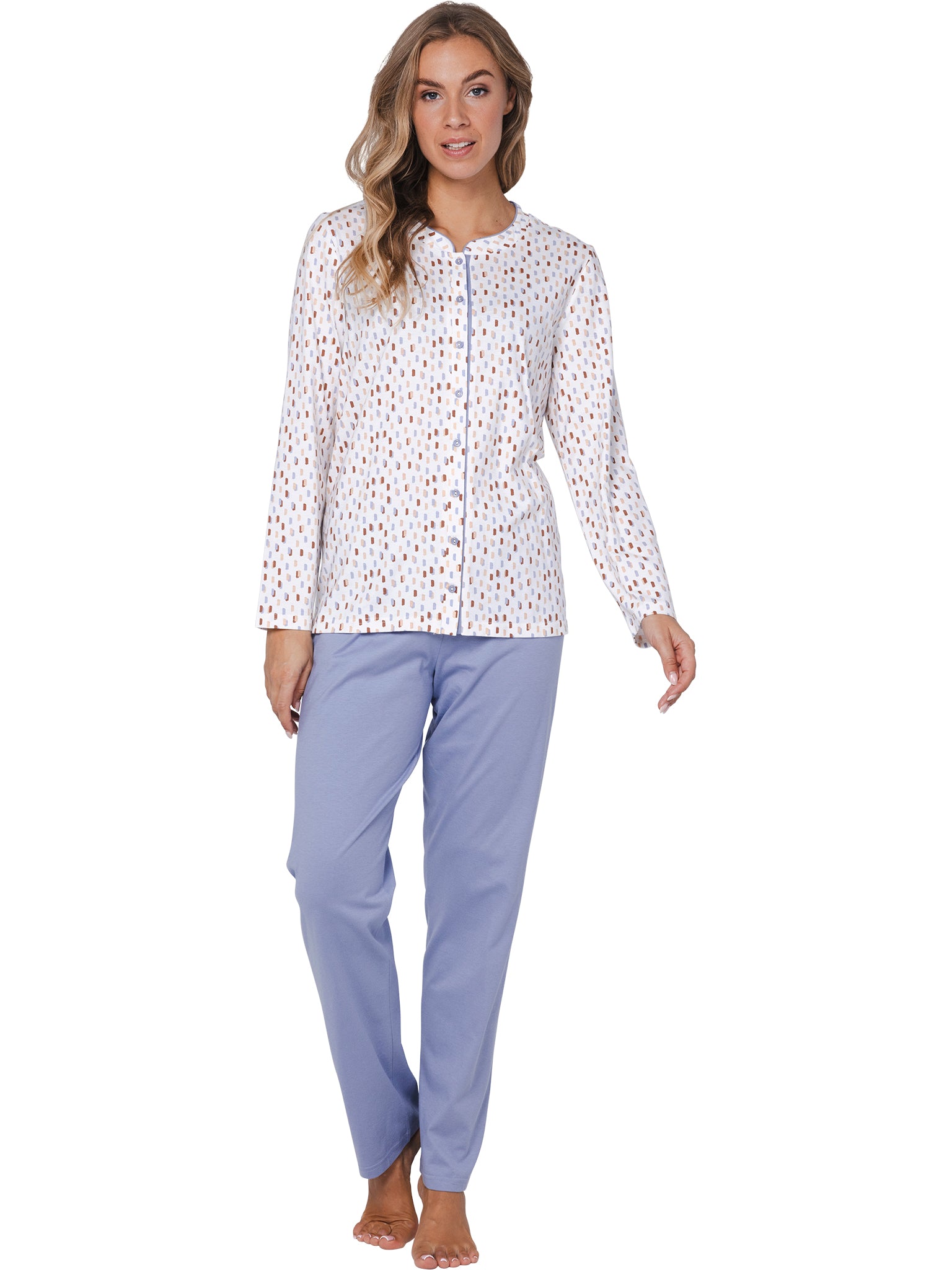 pastunette-tender-pyjama-damen-wei-blau-baumwolle image 3