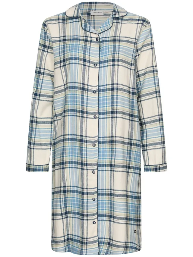 pastunette-frosty-check-nachthemd-blau-flanell-knopfleiste image 1