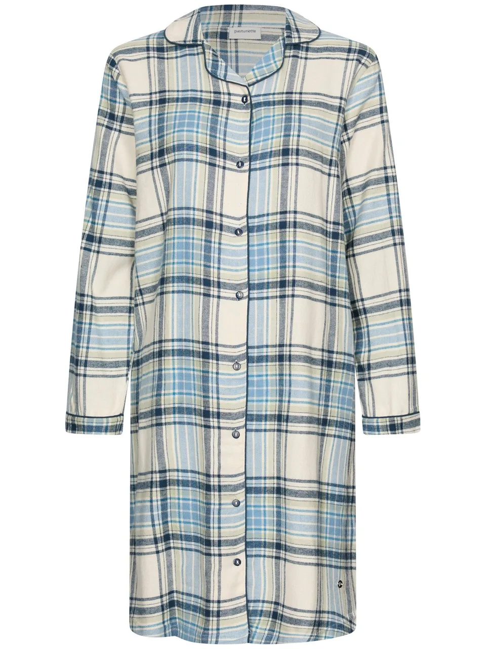 pastunette-frosty-check-nachthemd-blau-flanell-knopfleiste image 1